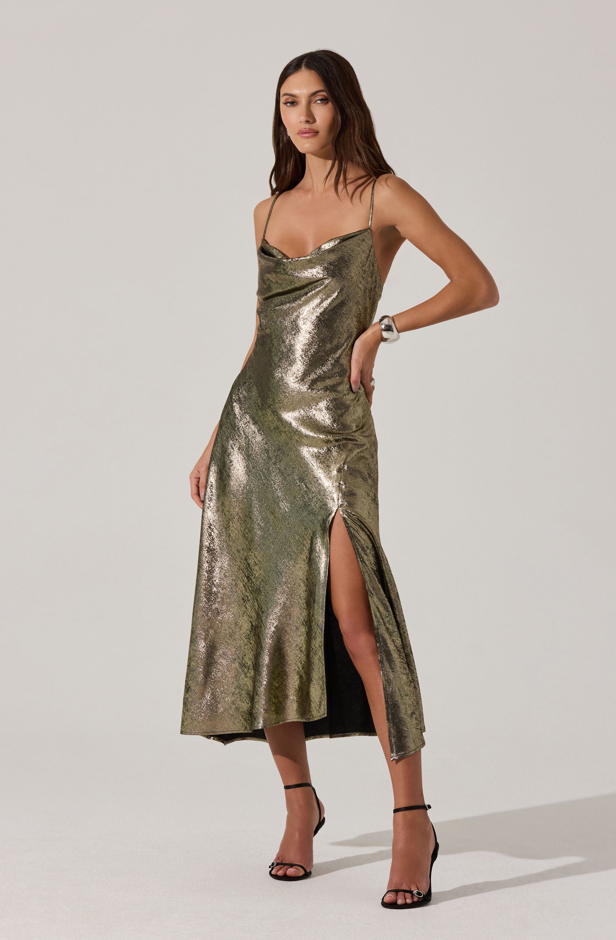 Gaia Metallic Midi Dress