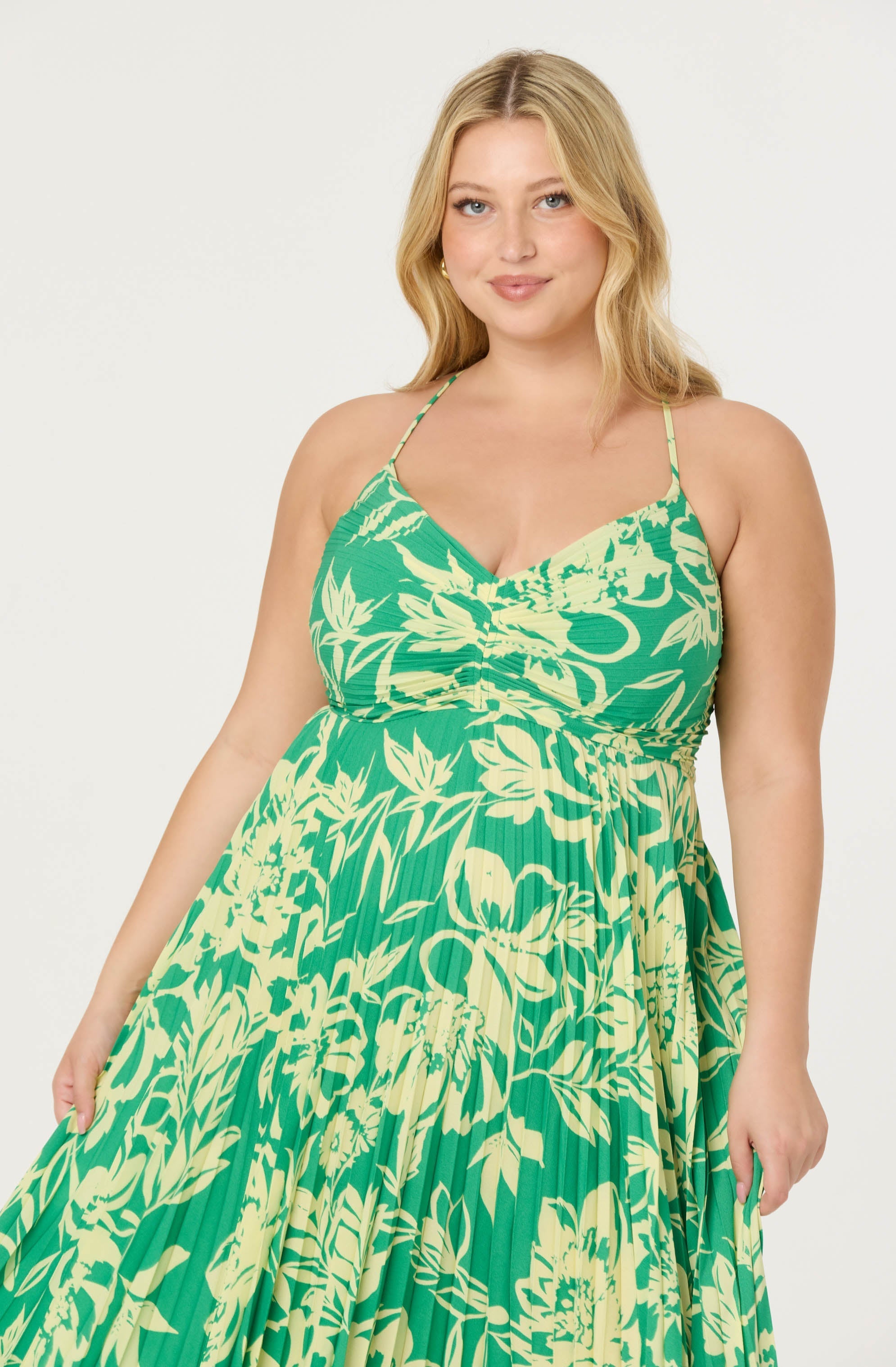 Blythe Floral Plisse Midi Dress