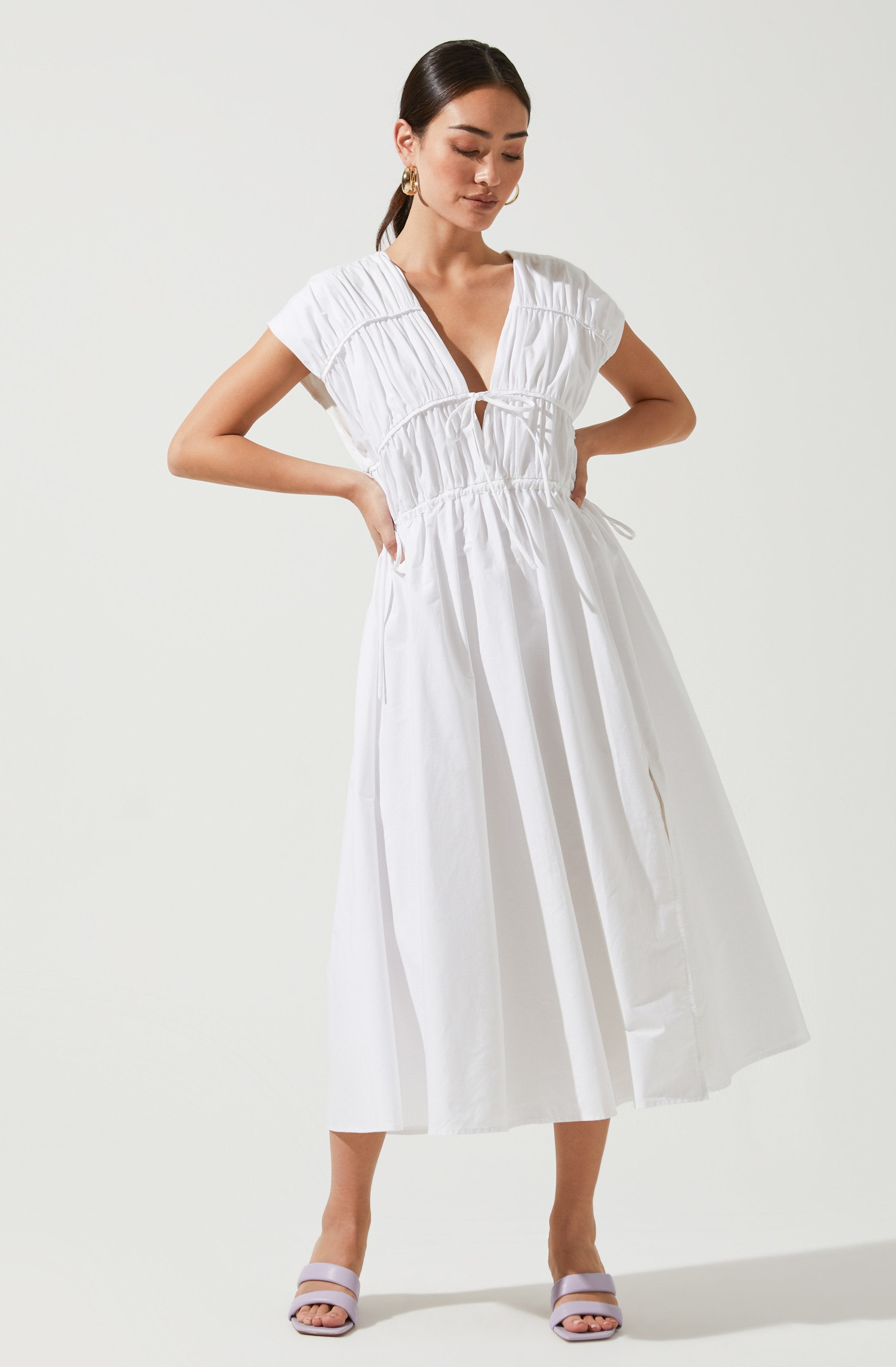 Lorrie Sleeveless Ruched Midi Dress