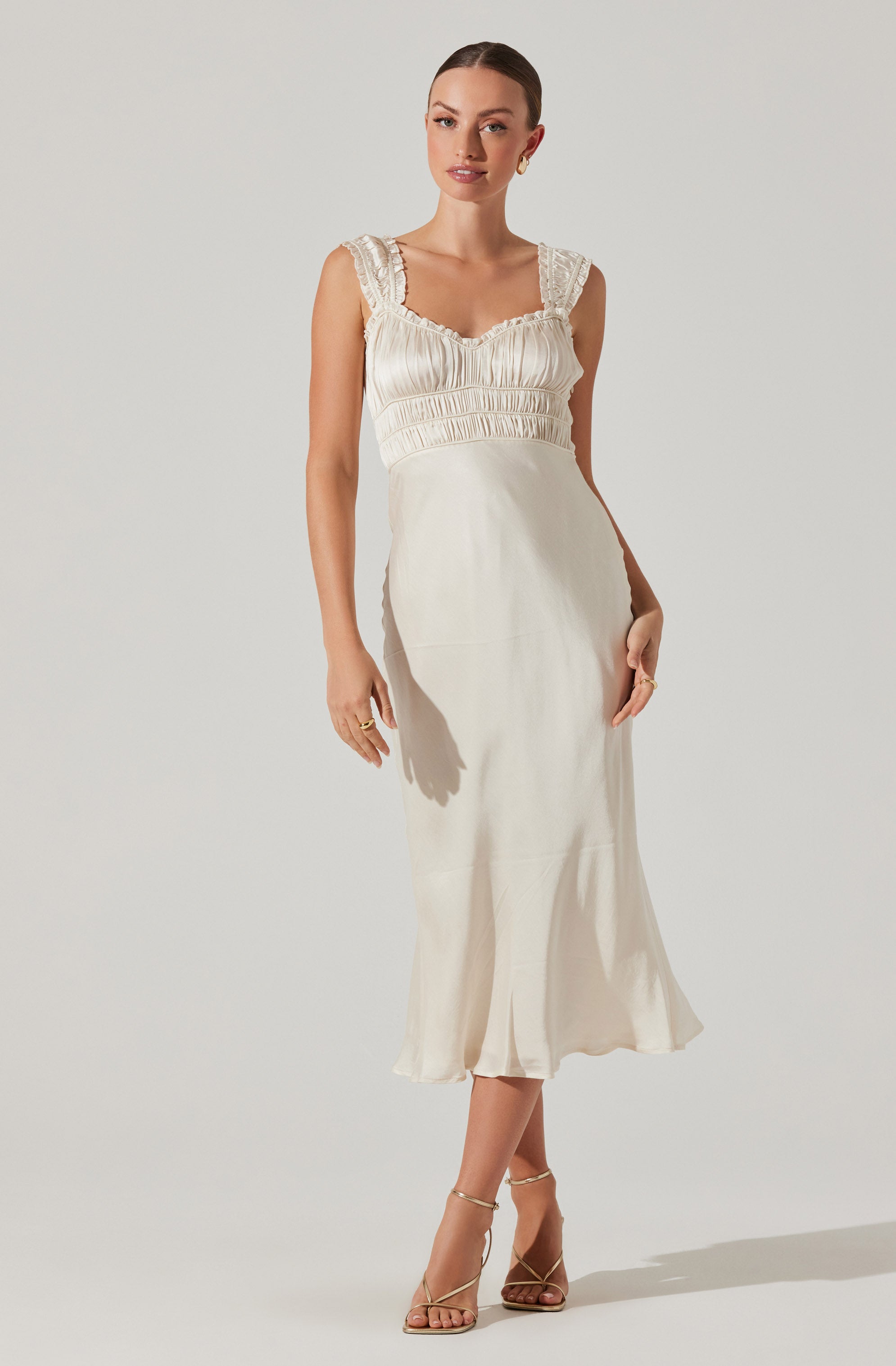 Enola Satin Smocked Midi Dress