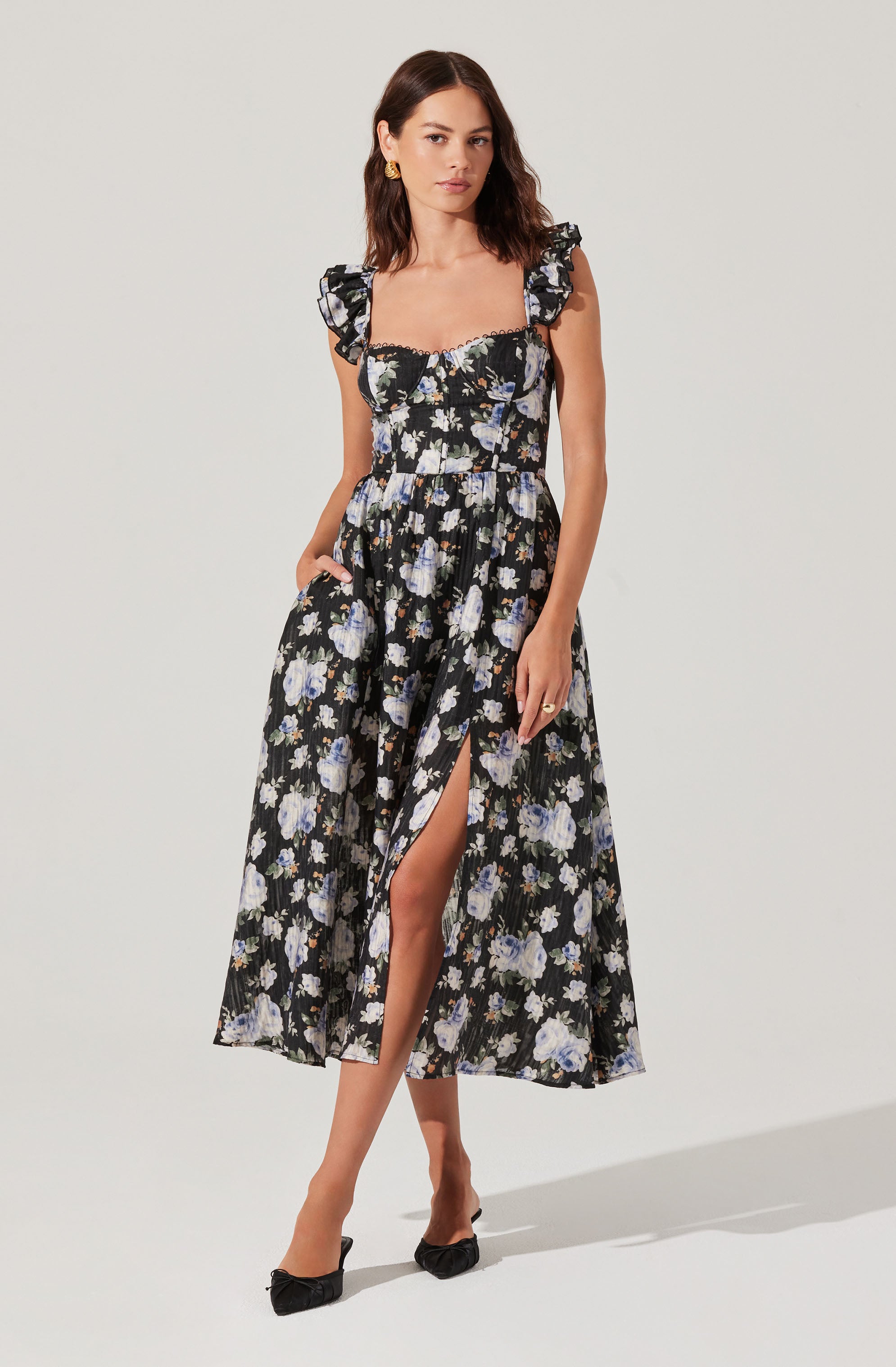Wedelia Floral Bustier Midi Dress