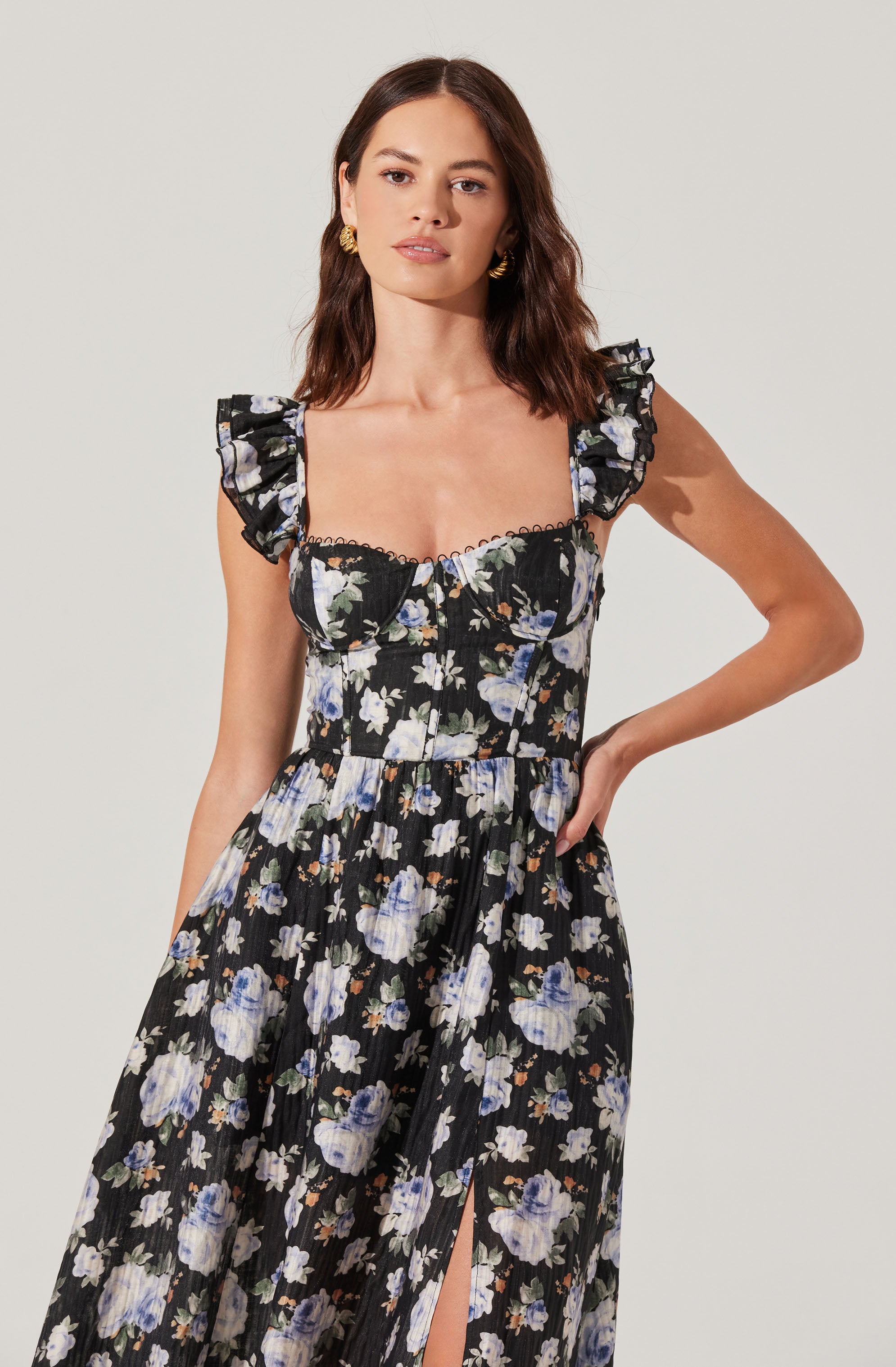 Wedelia Floral Bustier Midi Dress