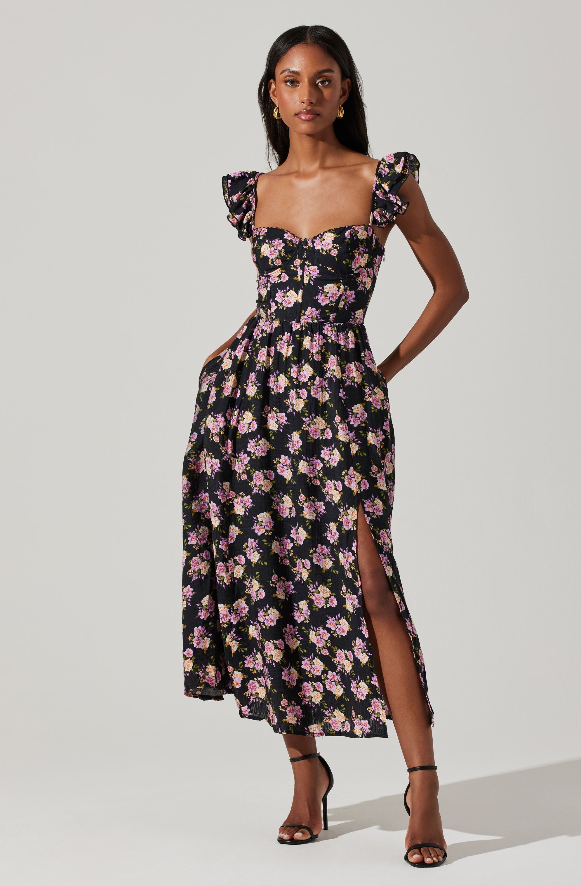 Wedelia Floral Bustier Midi Dress