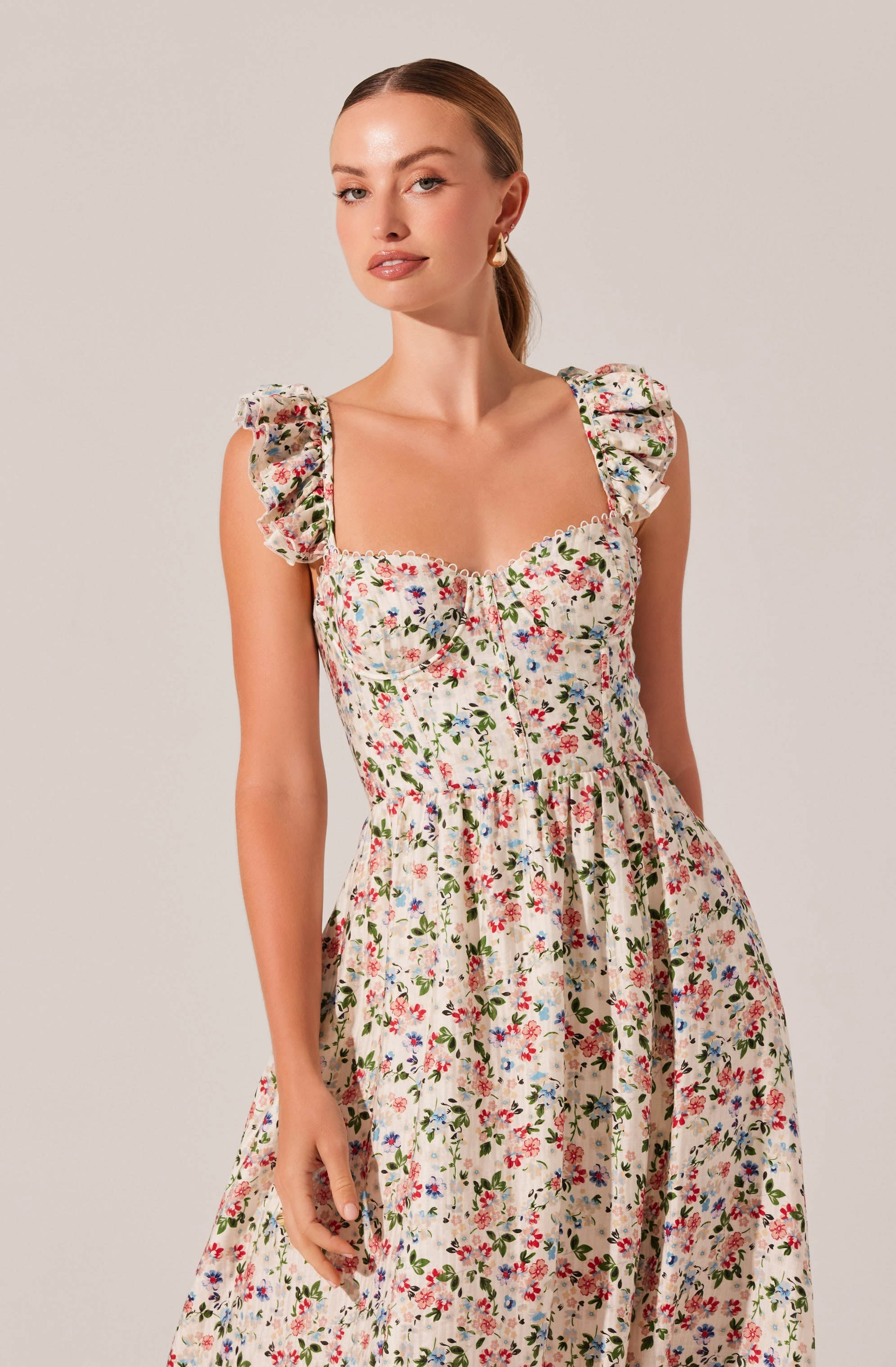 Wedelia Floral Bustier Midi Dress