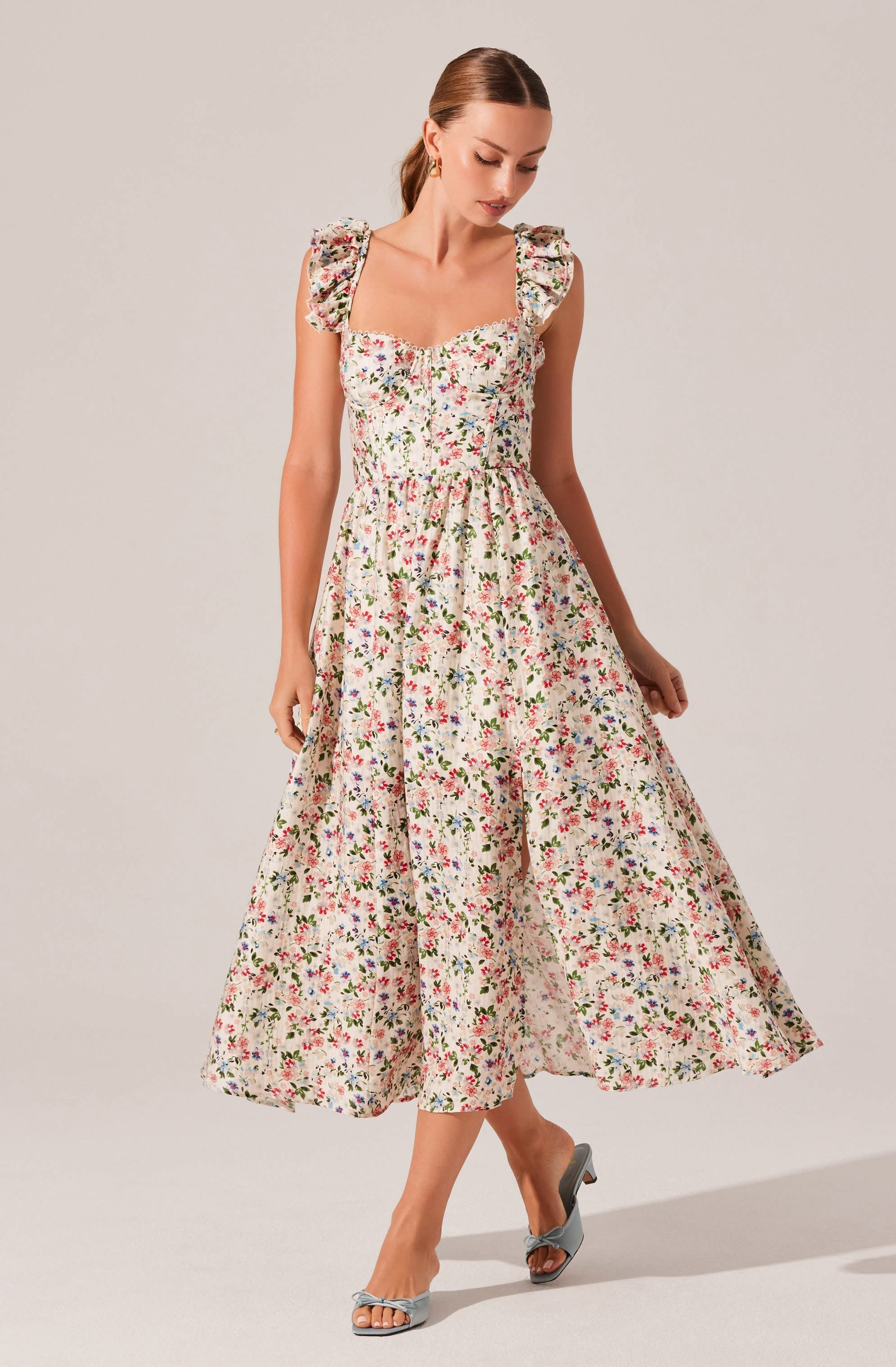 Wedelia Floral Bustier Midi Dress
