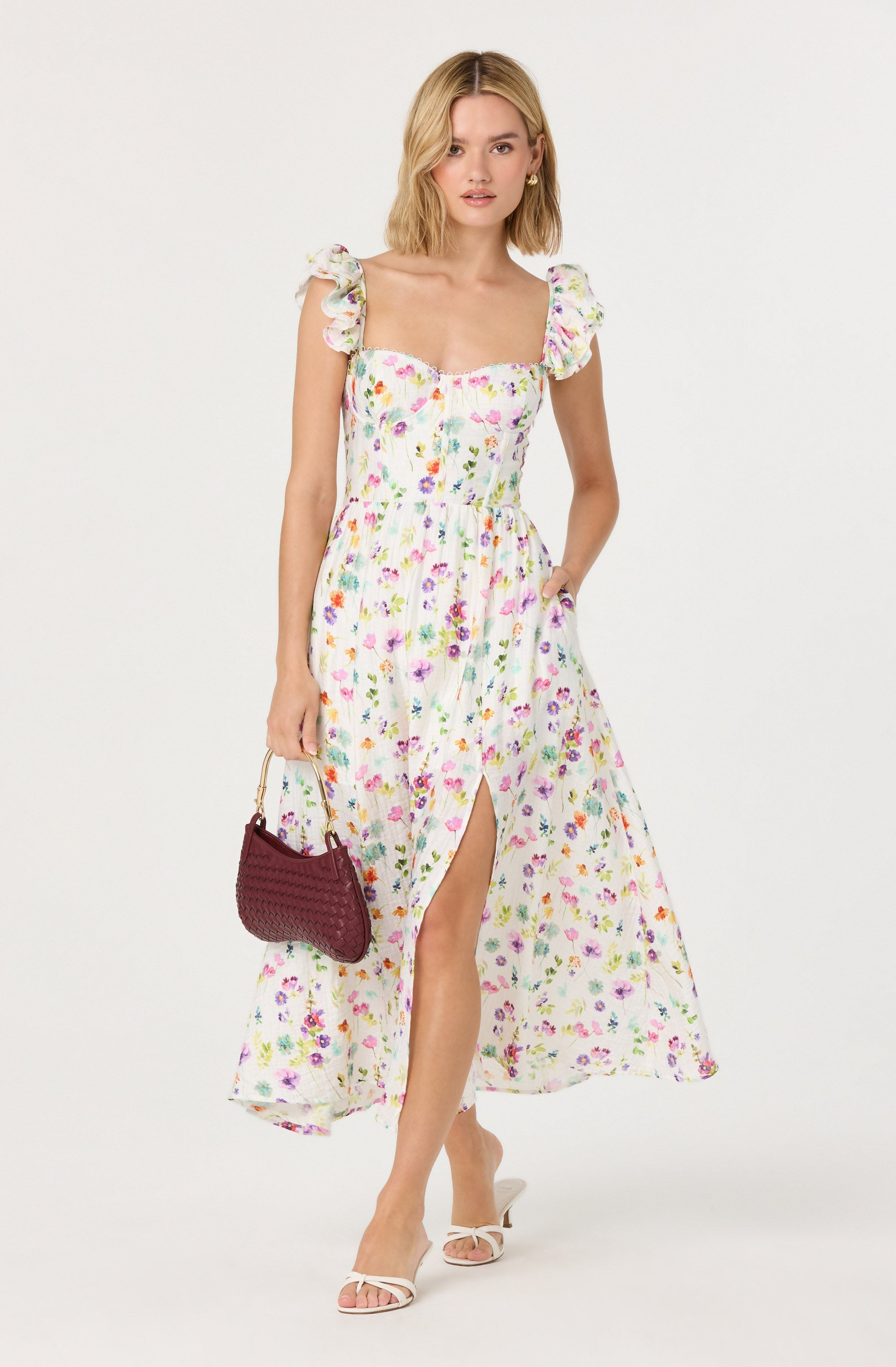 Wedelia Floral Bustier Midi Dress