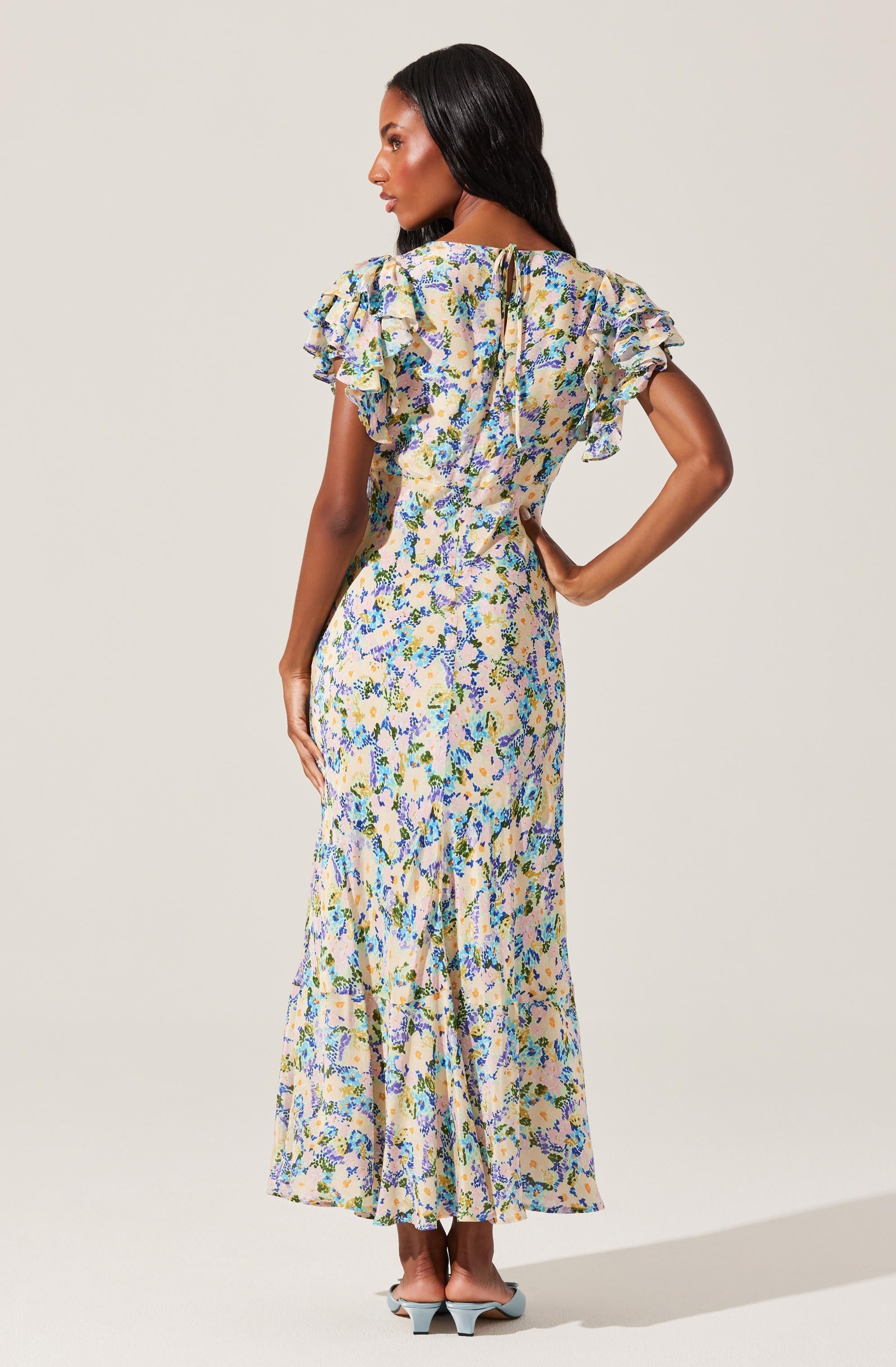 Celestine Floral Flutter Sleeve Midi Dress