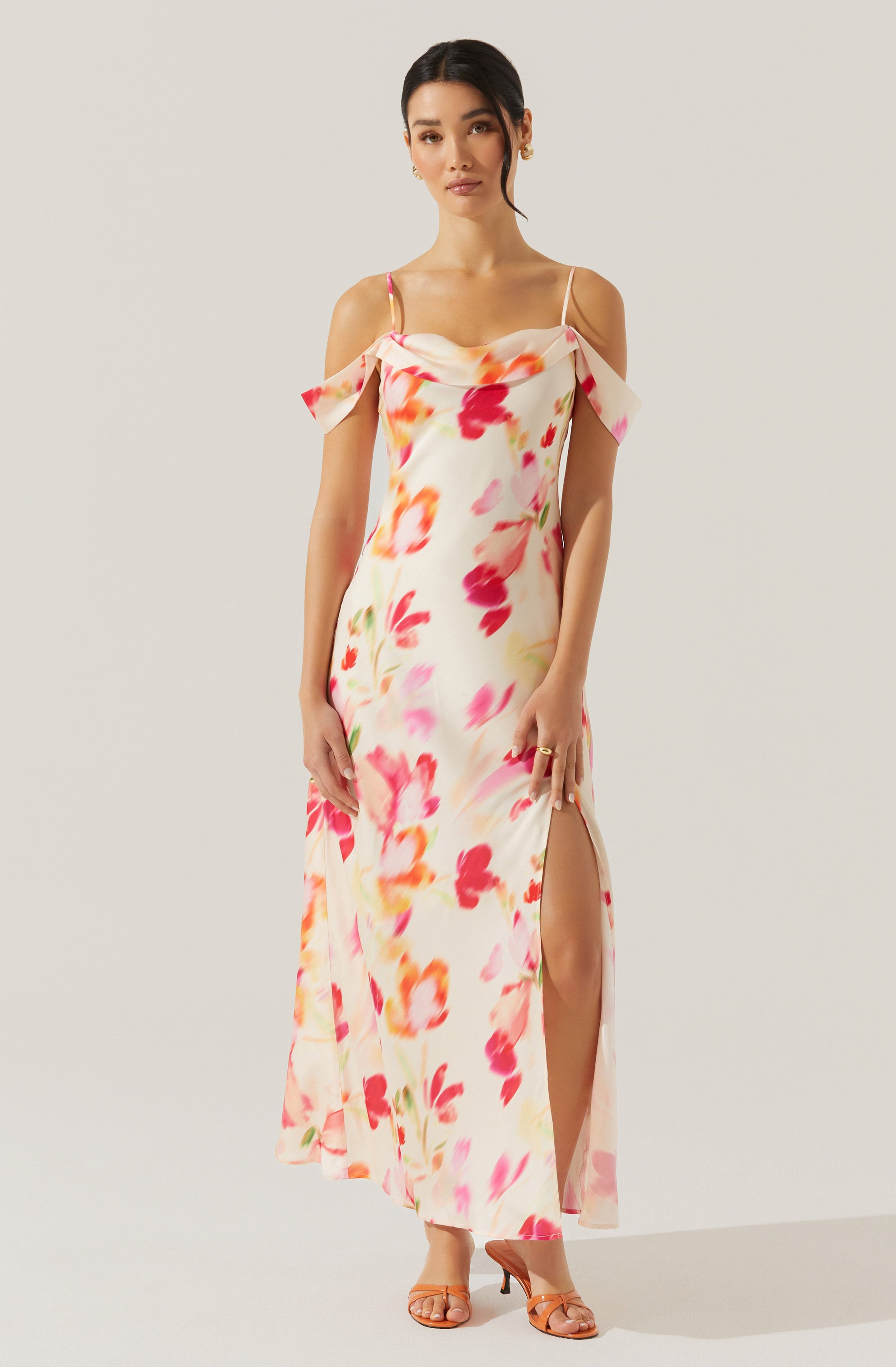 Kitura Cold Shoulder Floral Maxi Dress