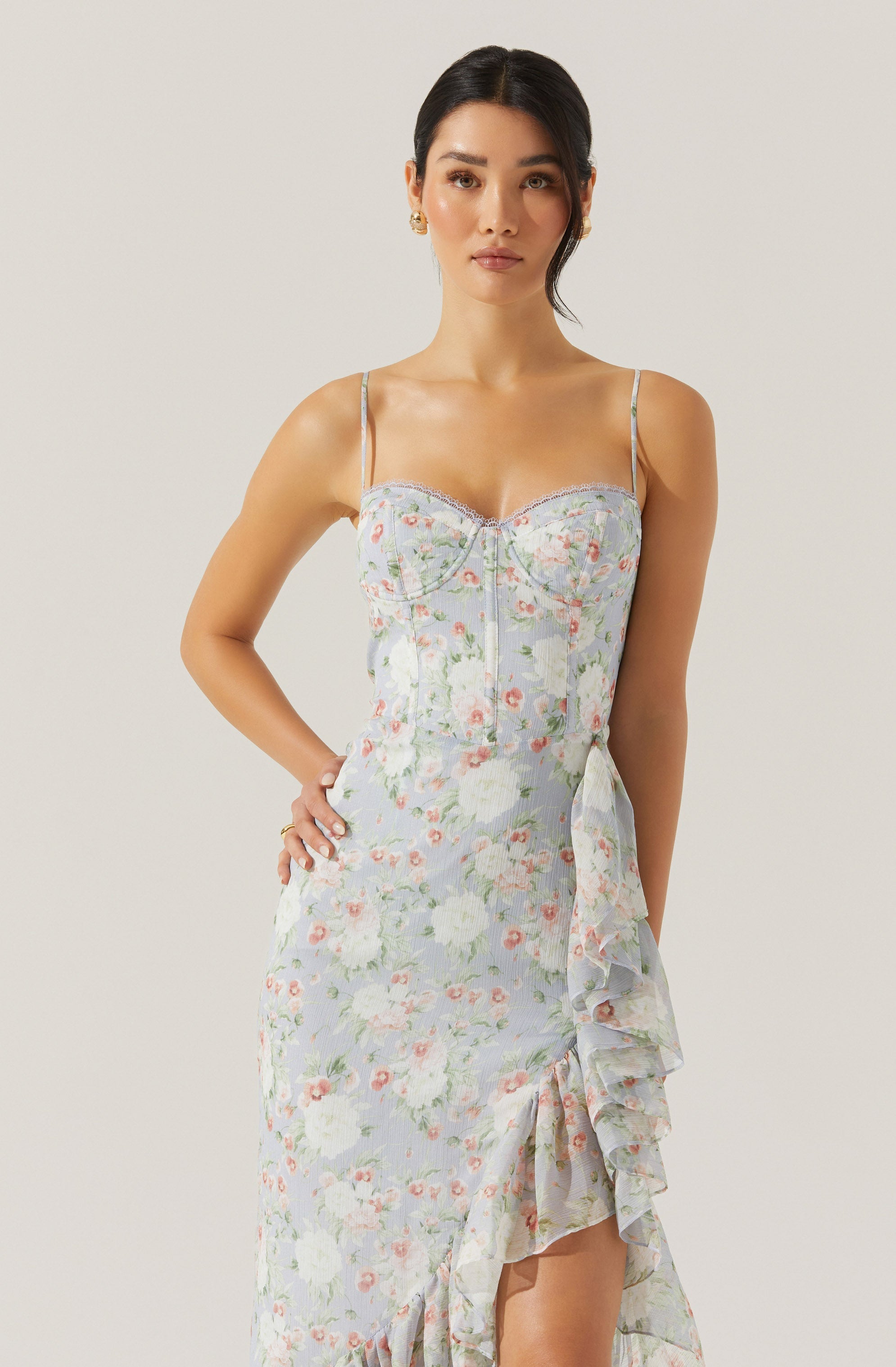 Brisbane Asymmetrical Floral Midi Dress