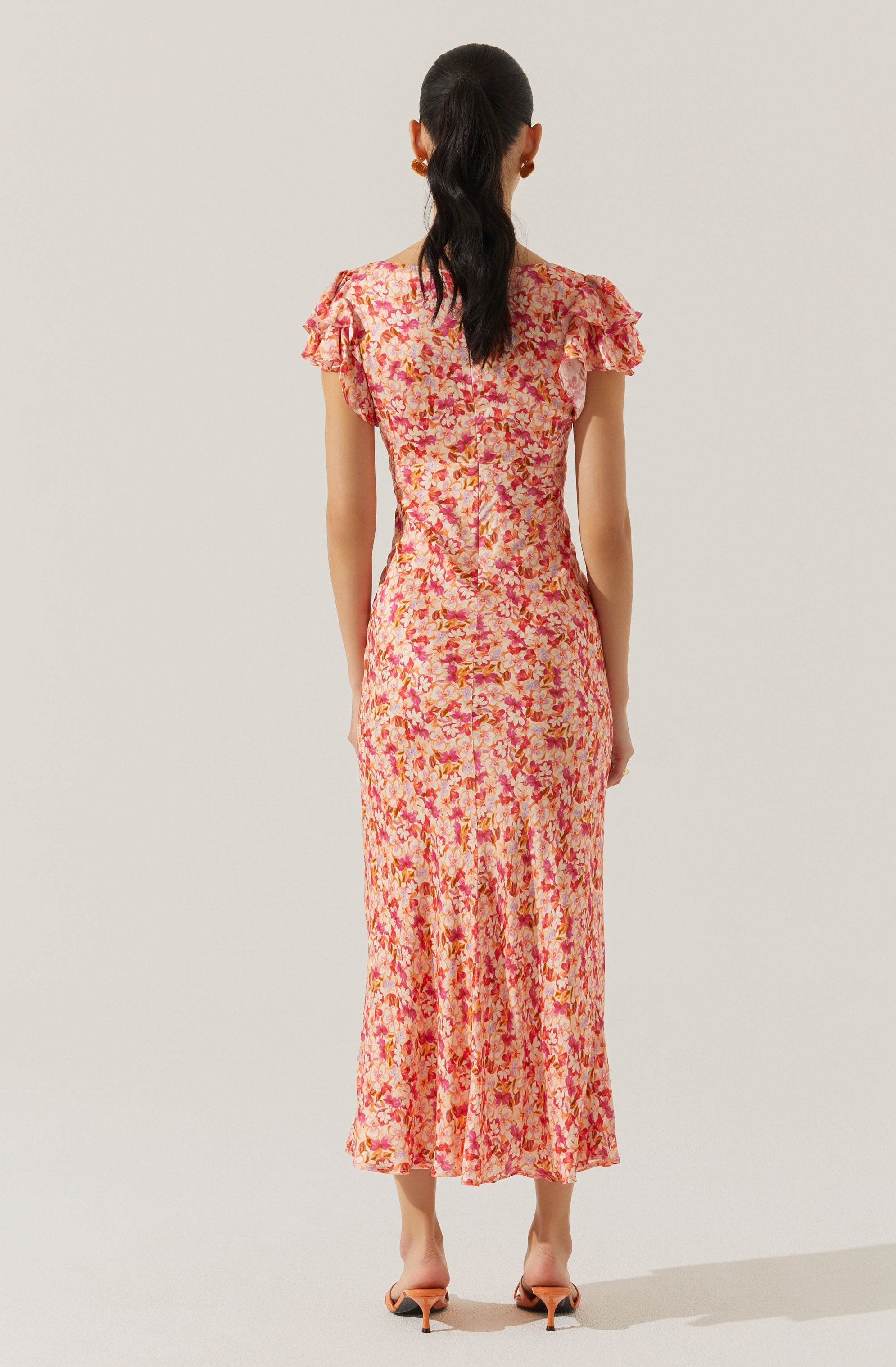Maisy Floral Flutter Sleeve Midi Dress