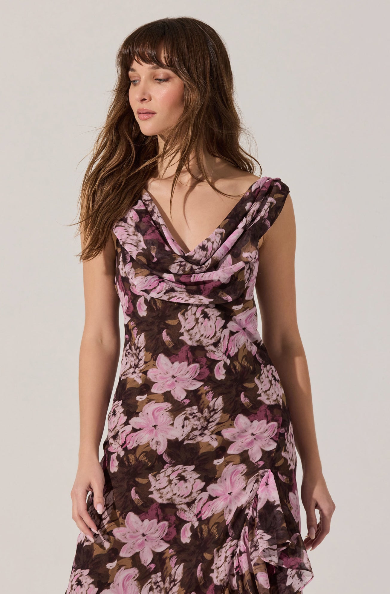 Cecilia Floral Cowl Neck Maxi Dress