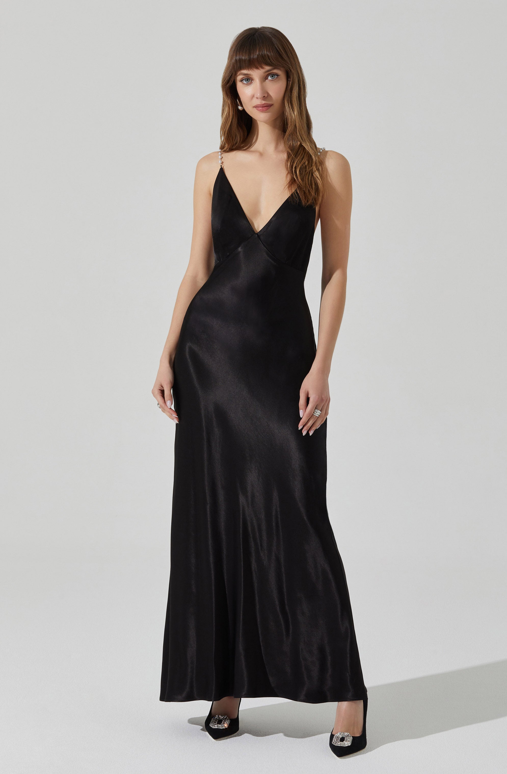 Maxime Pearl Straps Maxi Dress