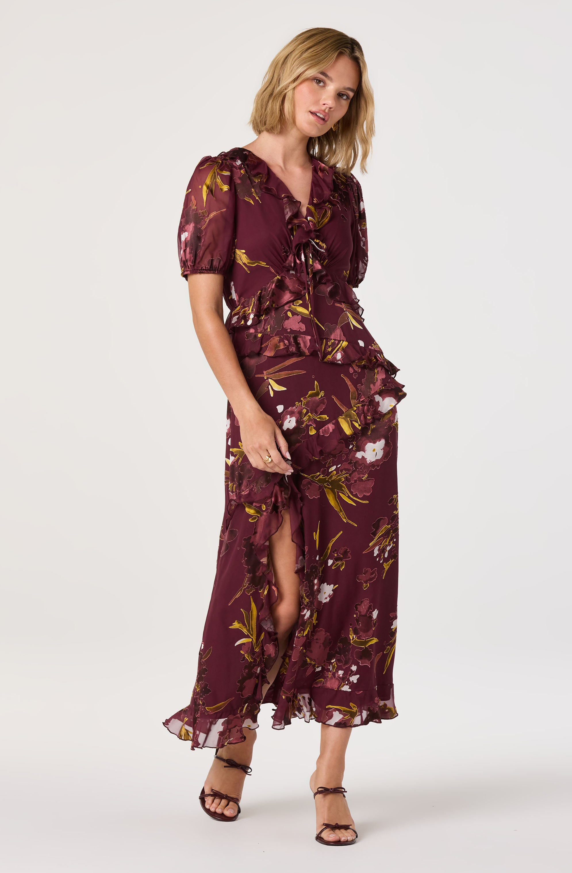Bennet Ruffle Trim Midi Dress