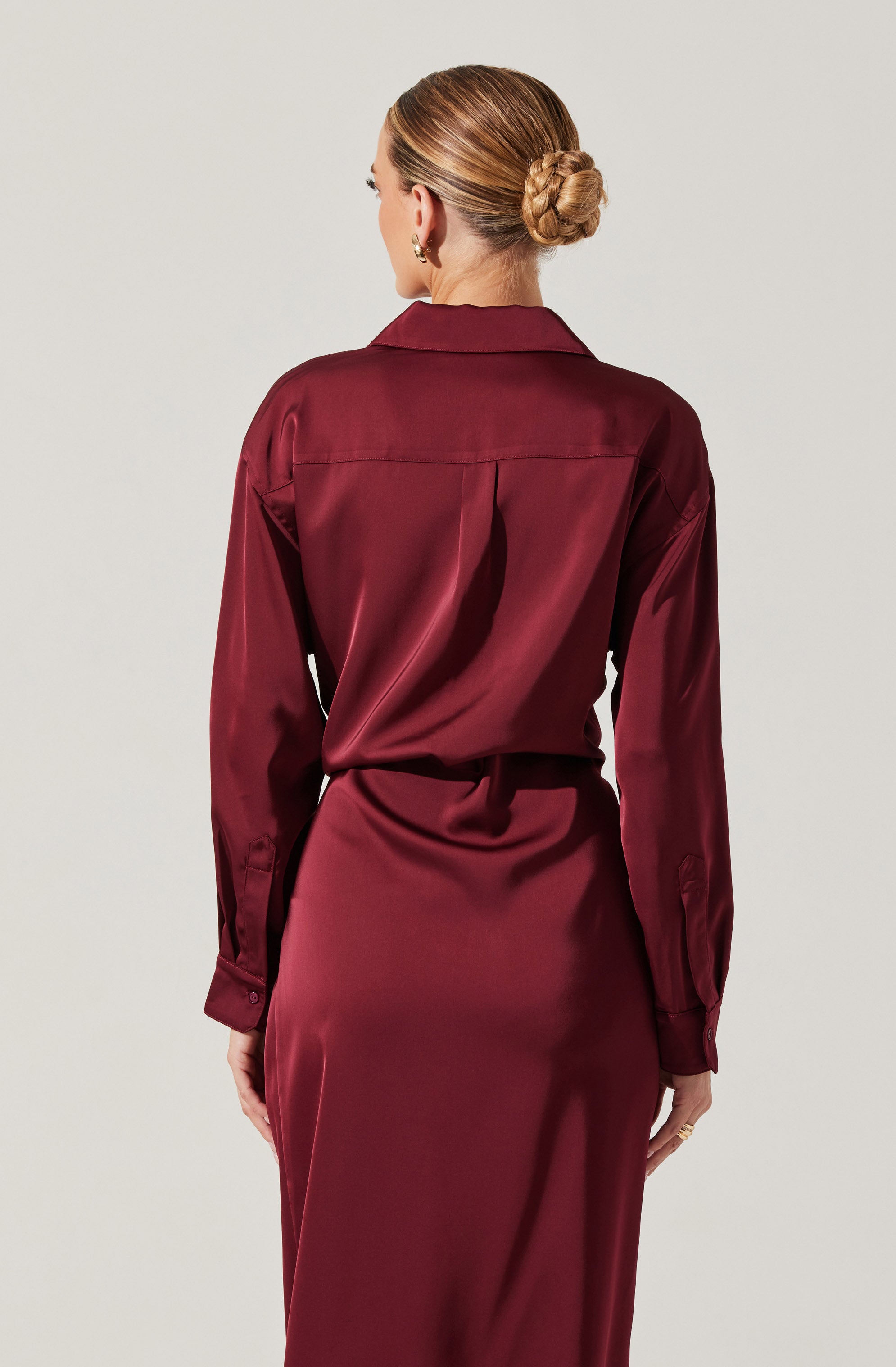 Ira Satin Wrap Shirt Dress