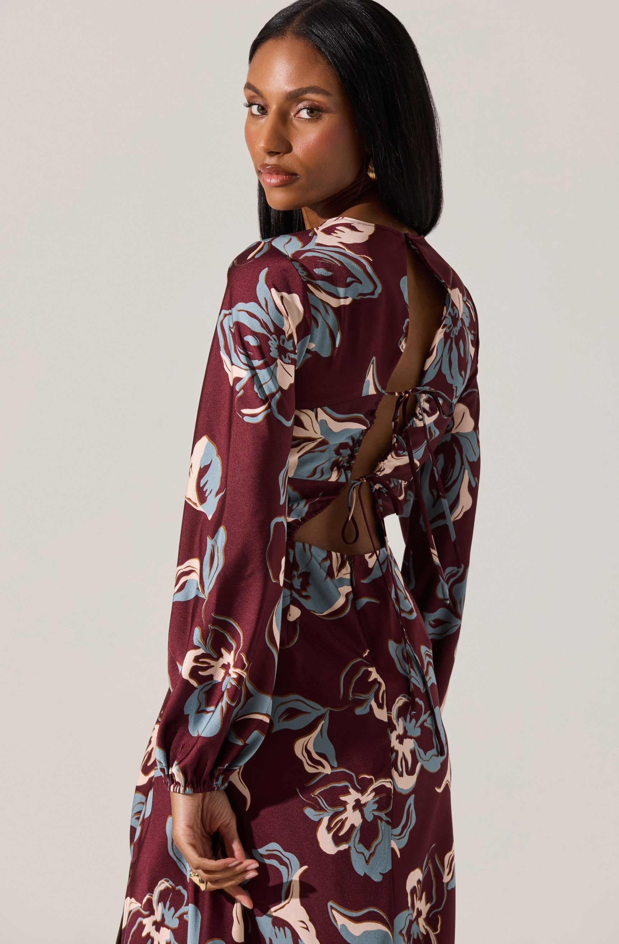 Elyse Satin Floral Midi Dress
