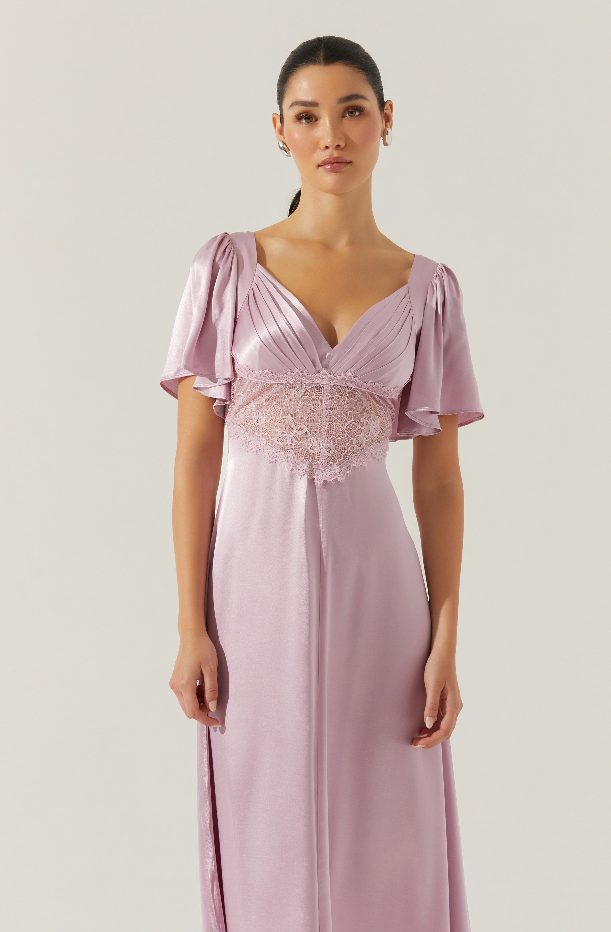 Aurelia Satin V-Neck Midi Dress