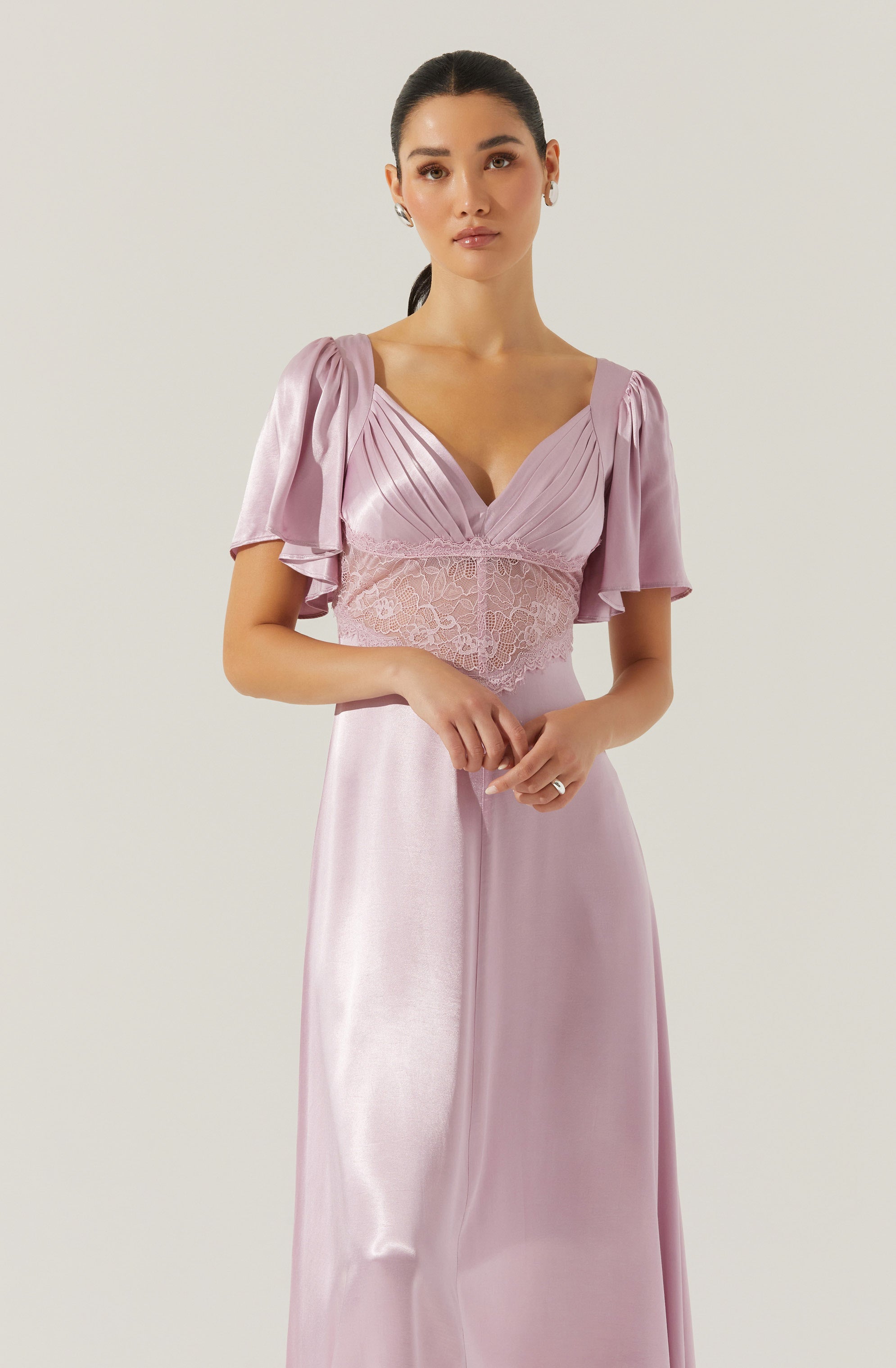 Aurelia Satin V-Neck Midi Dress
