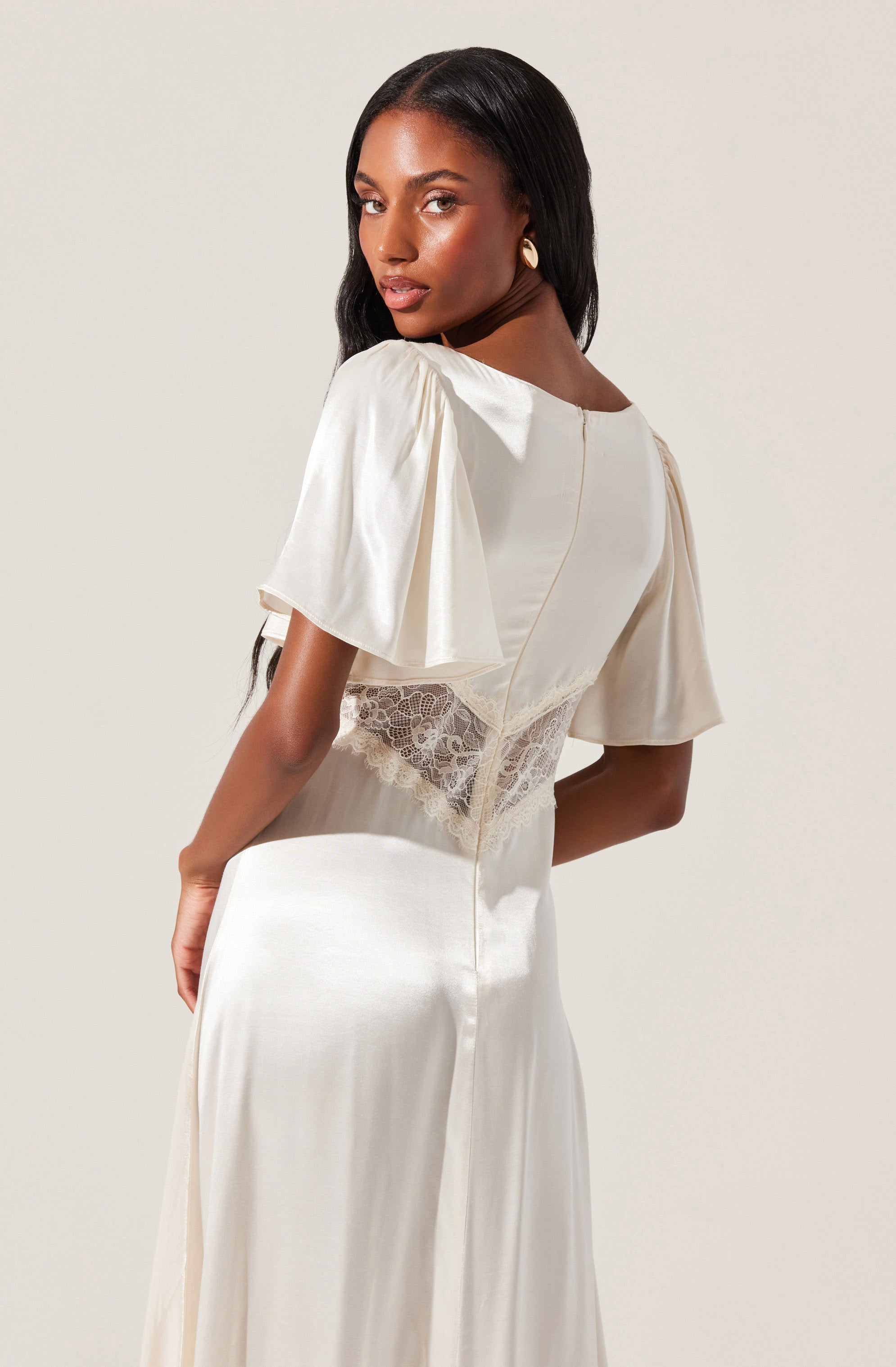 Aurelia Satin V-Neck Midi Dress