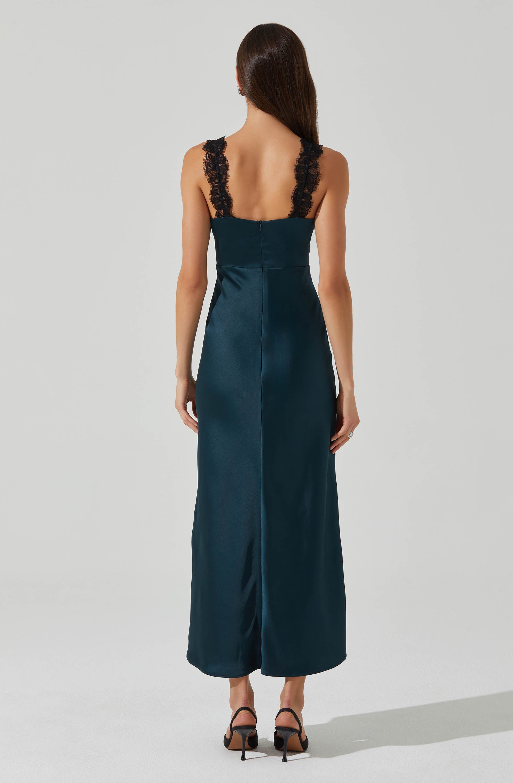 Eirene Satin Lace Trim Dress