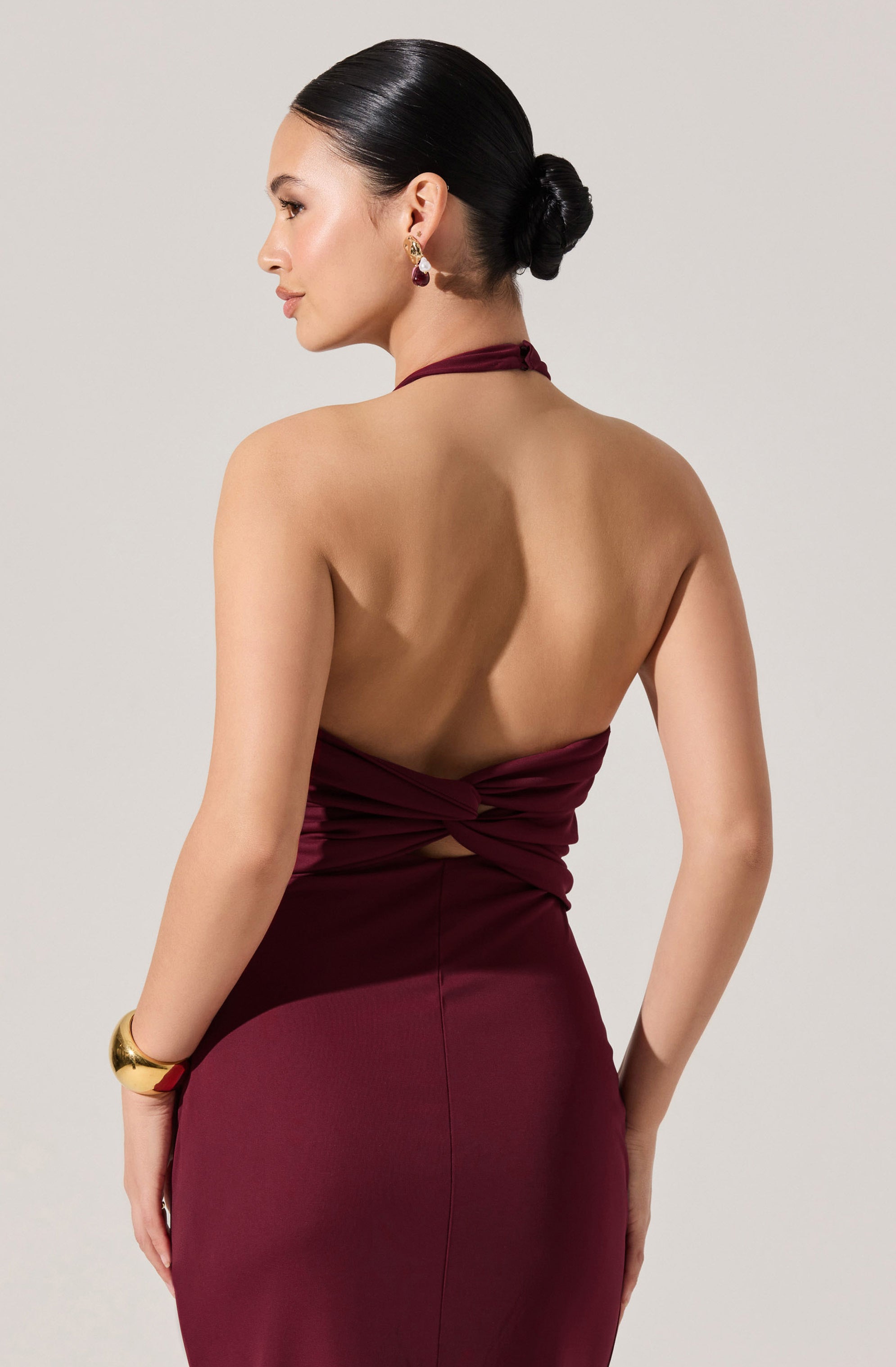 Zaira Ruched Halter Midi Dress