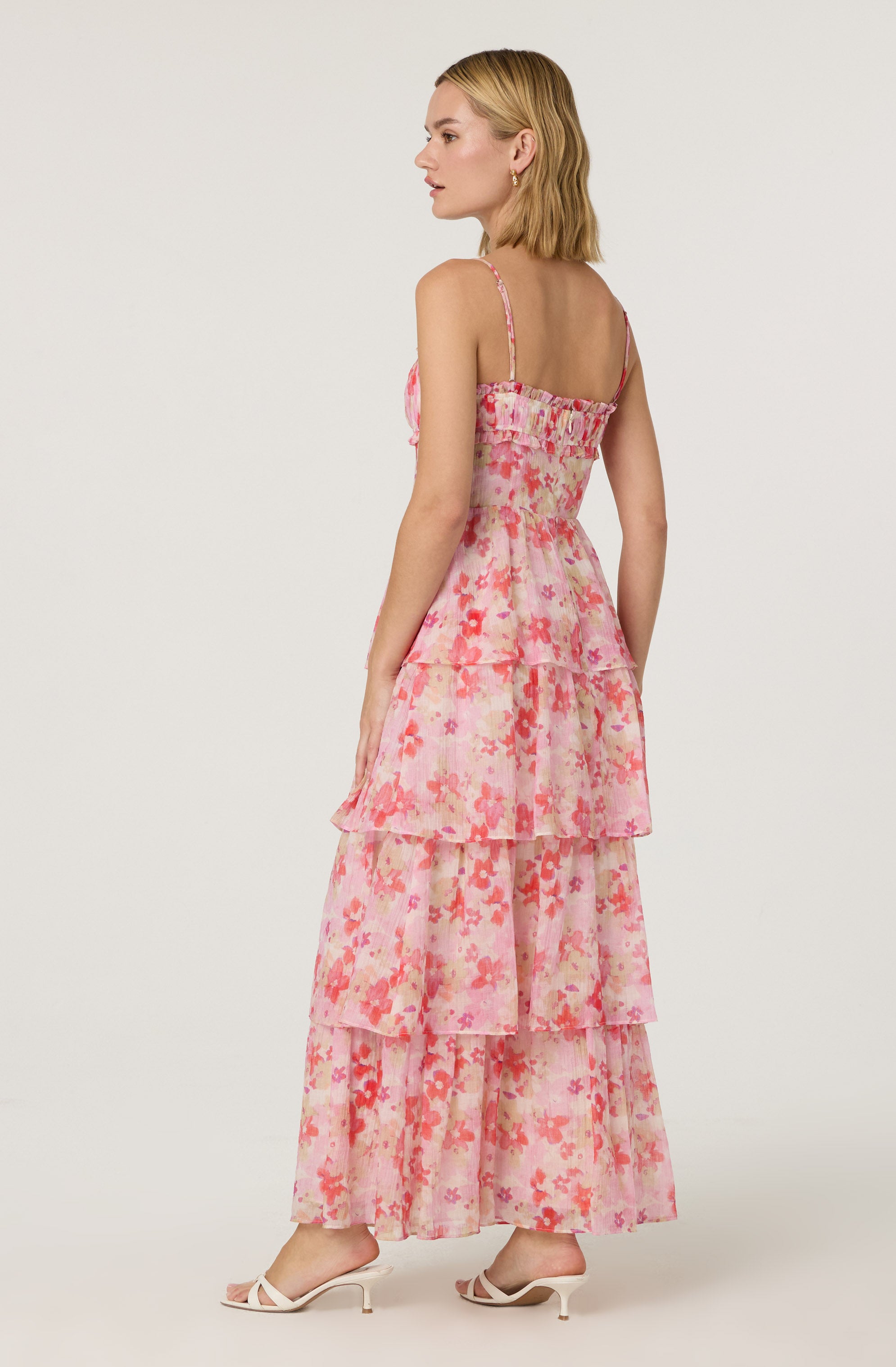 Vonnessa Pleated Floral  Maxi Dress