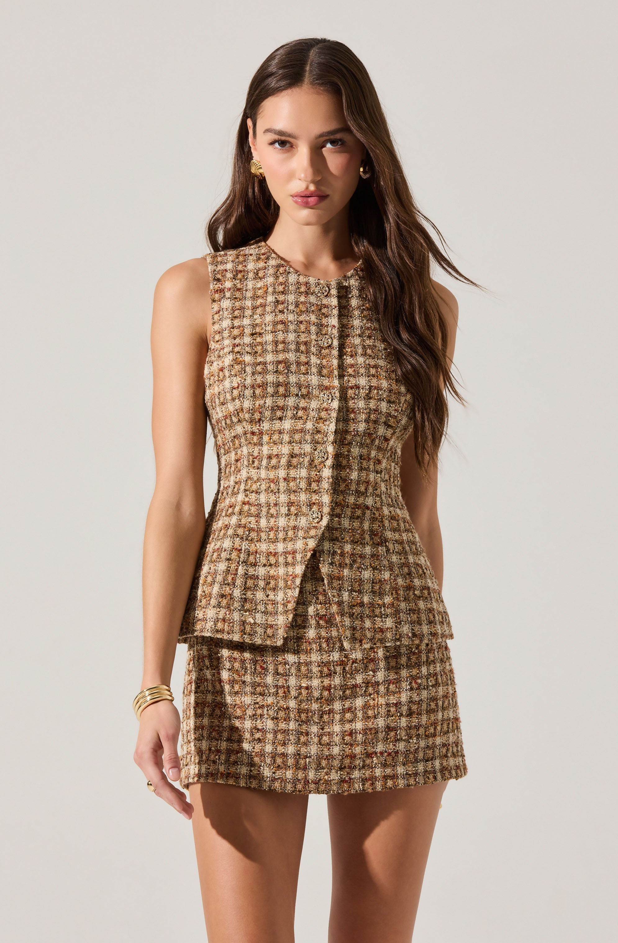 Dilone Tweed Vest Mini Dress