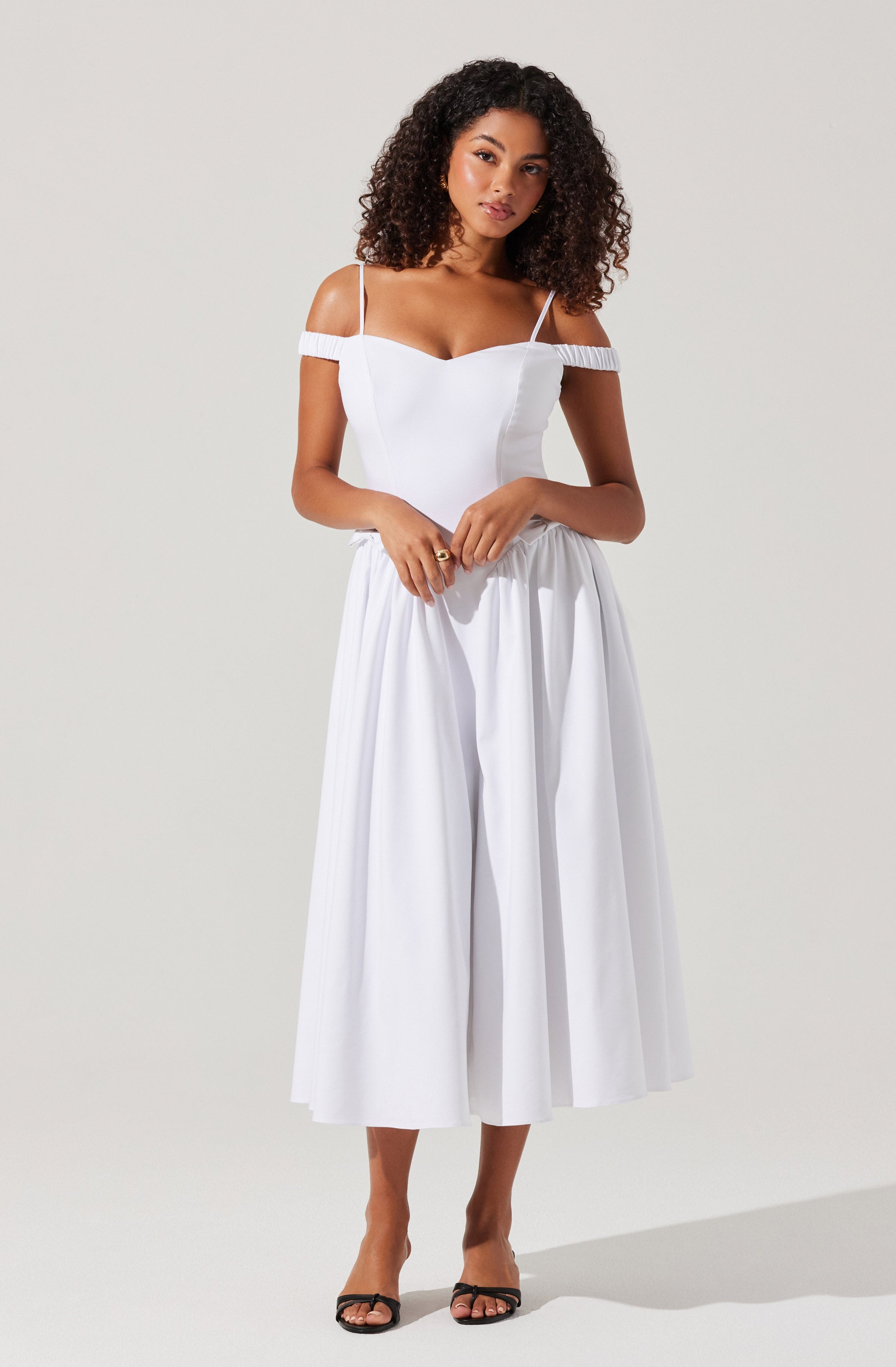 Elvinia Off Shoulder Midi Dress