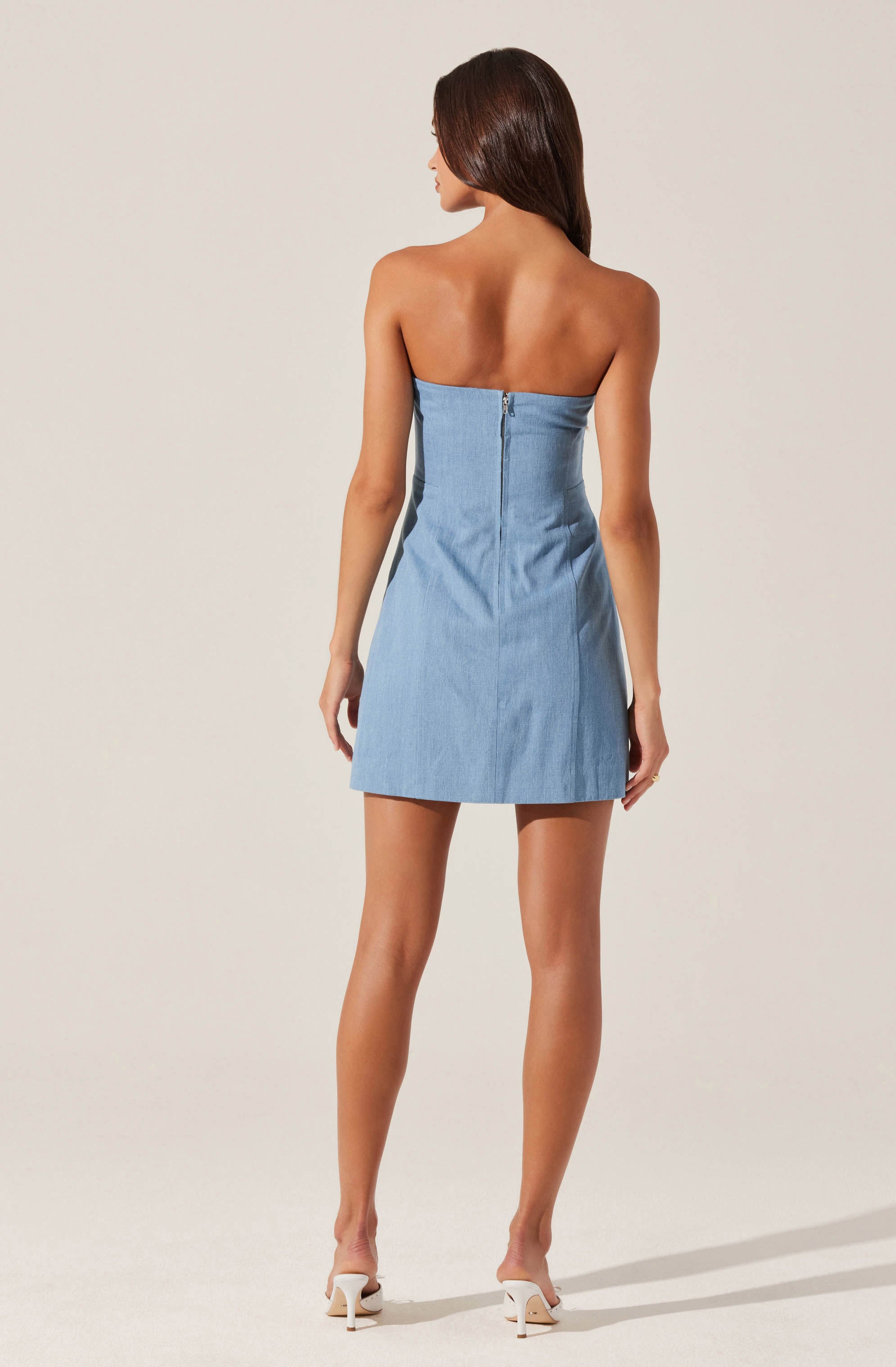 Mazzei Strapless Denim Mini Dress