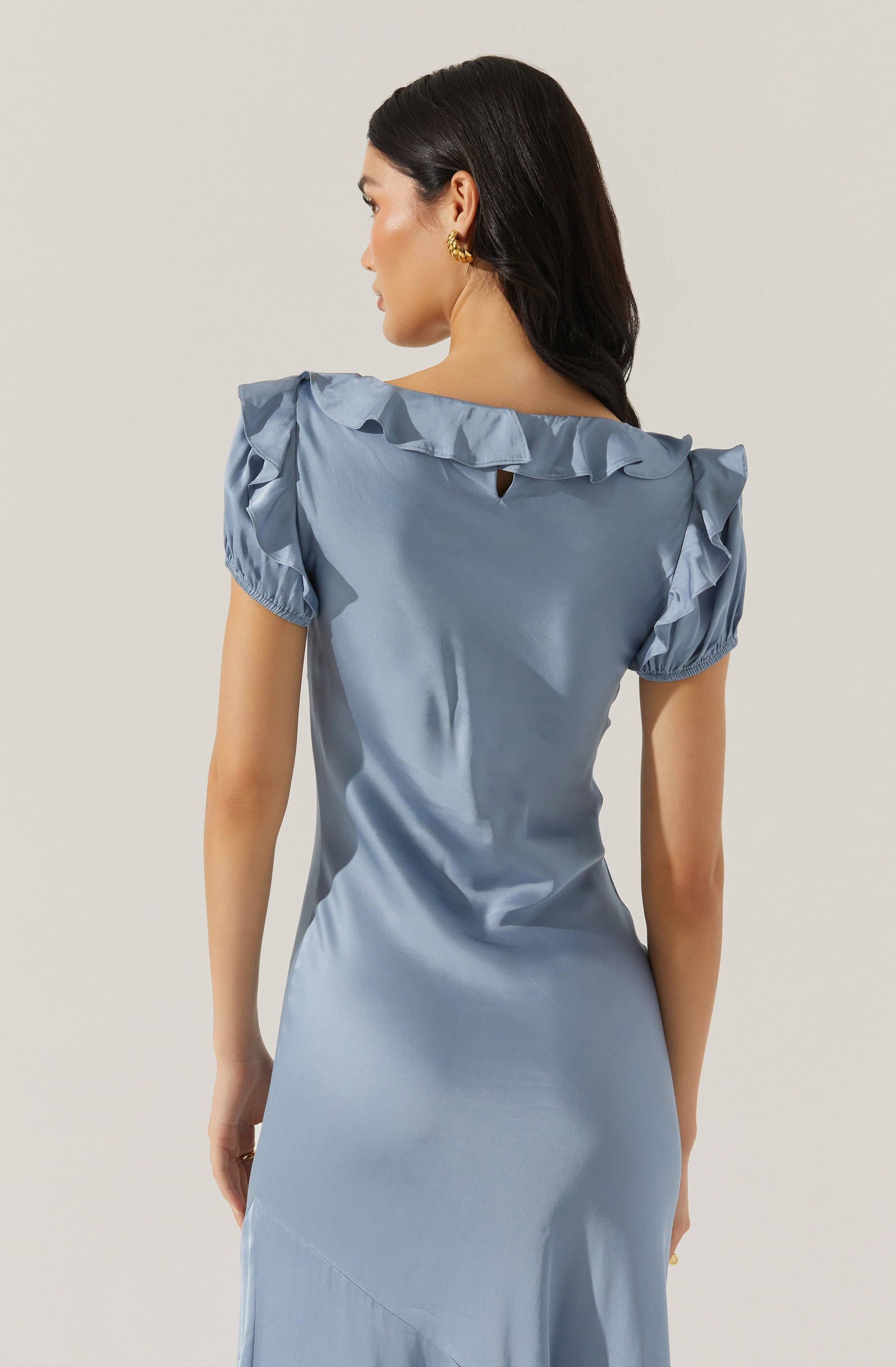Auden Satin Ruffle Midi dress
