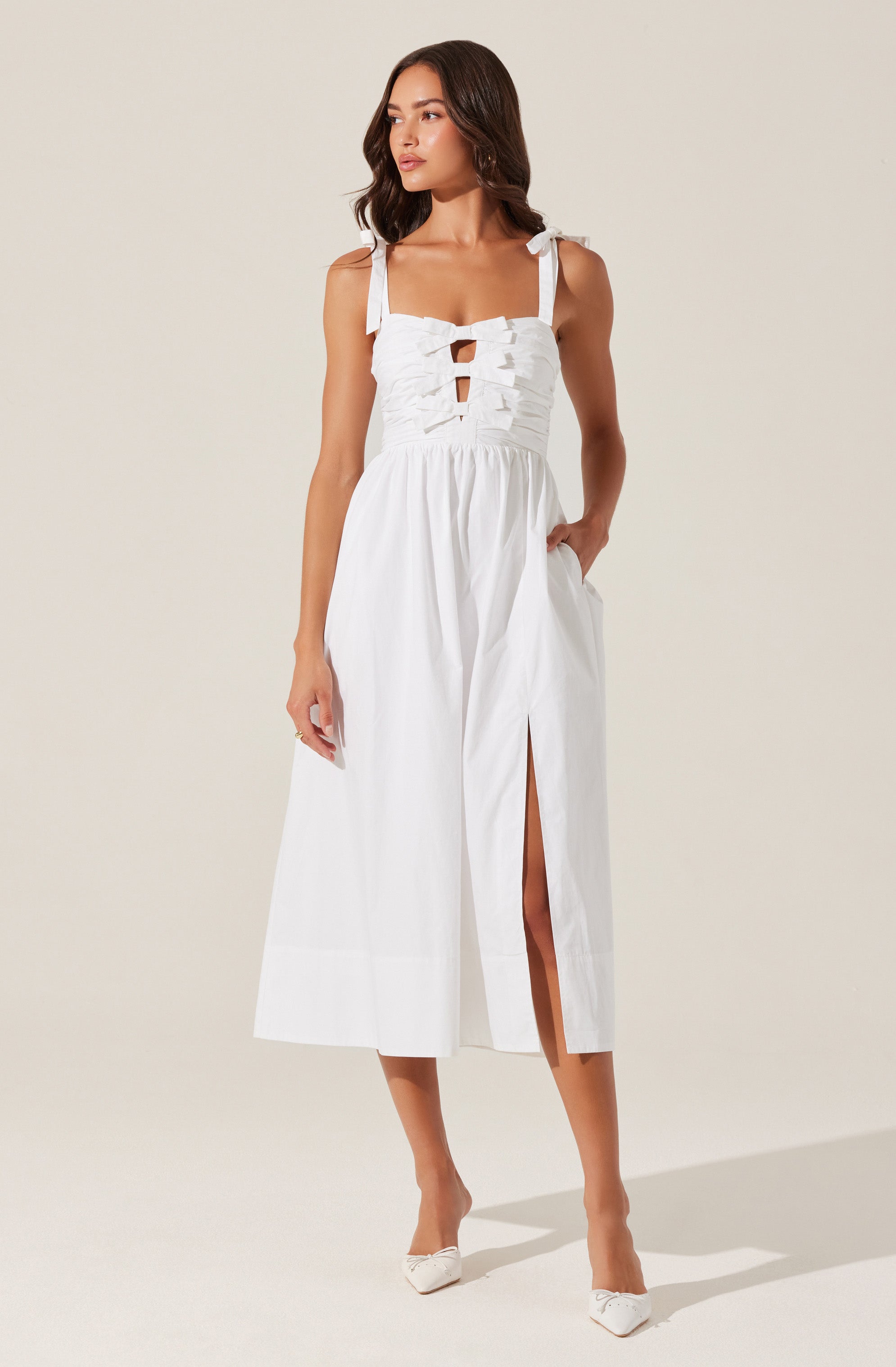 Helia Bow Front Midi Dress