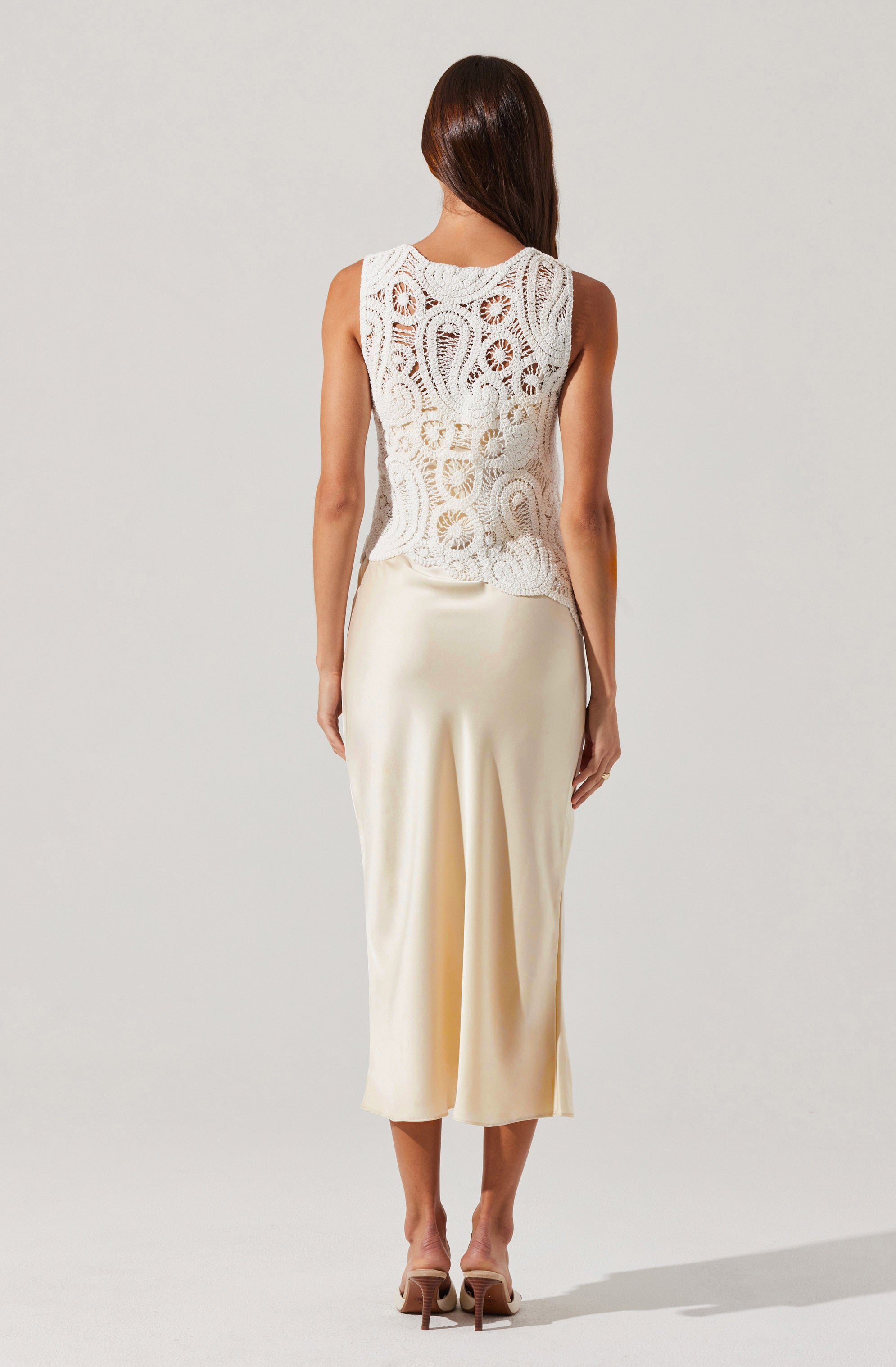 Martina Crochet-Layered Satin Dress