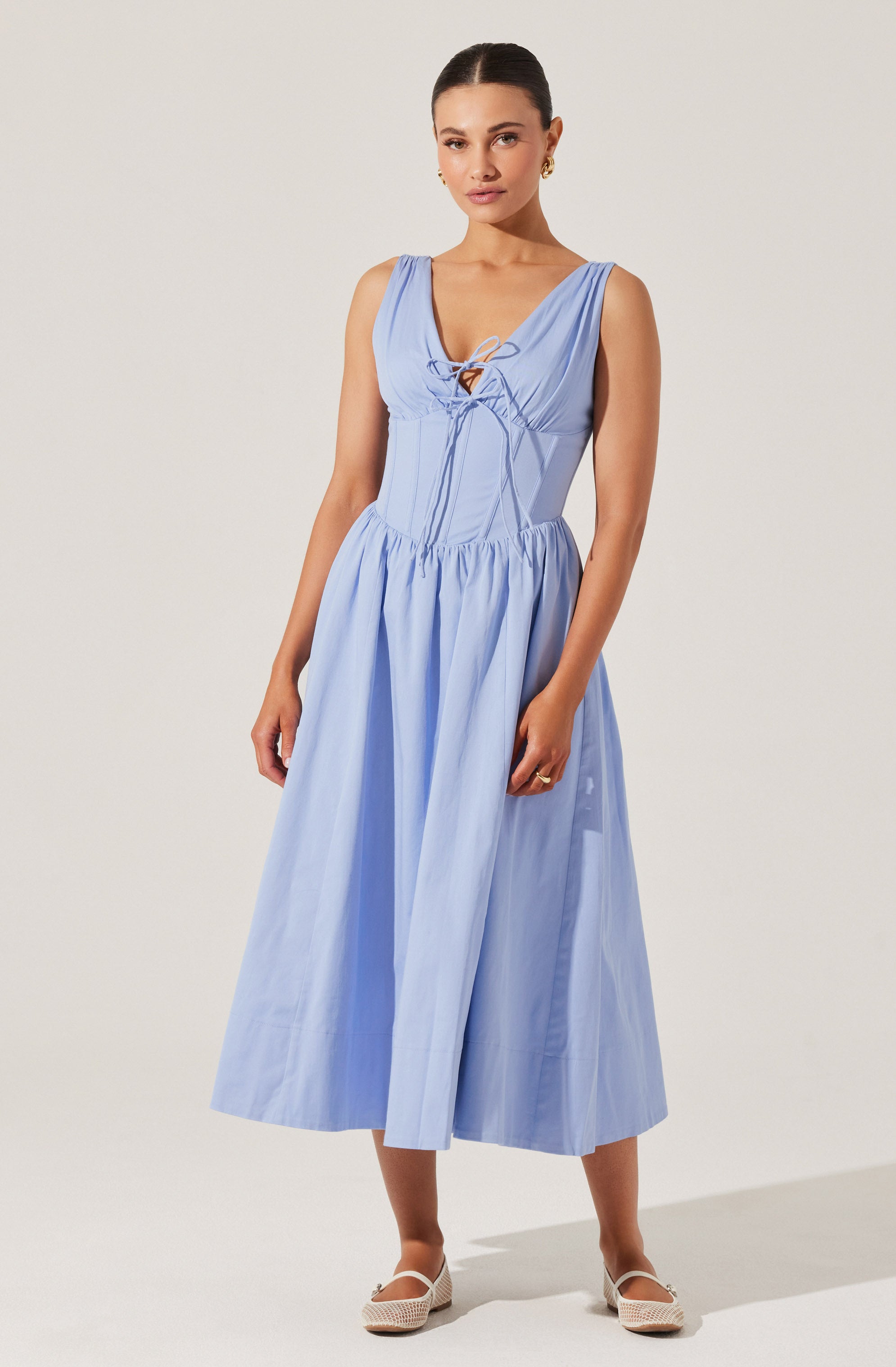 Maili Corset Poplin Midi Dress