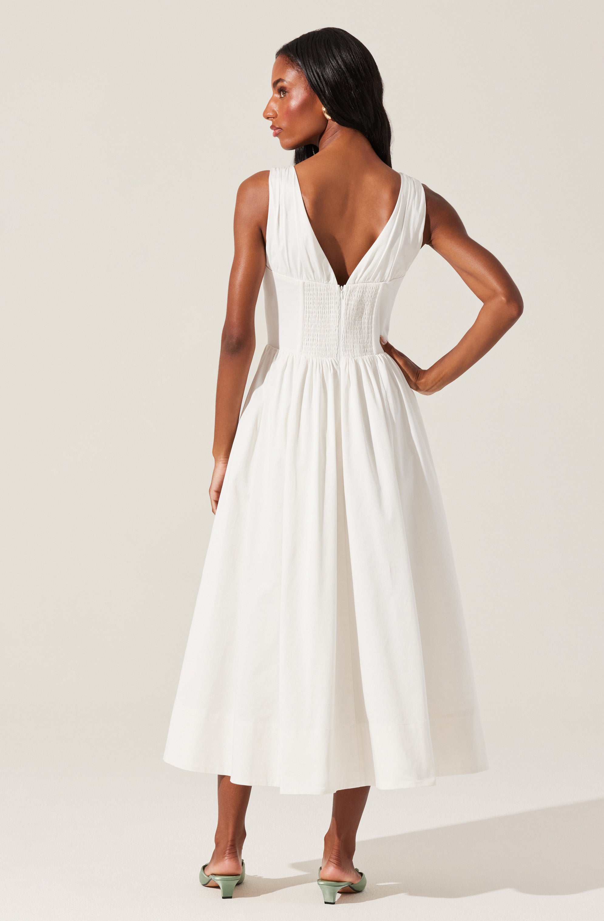 Maili Corset Poplin Midi Dress