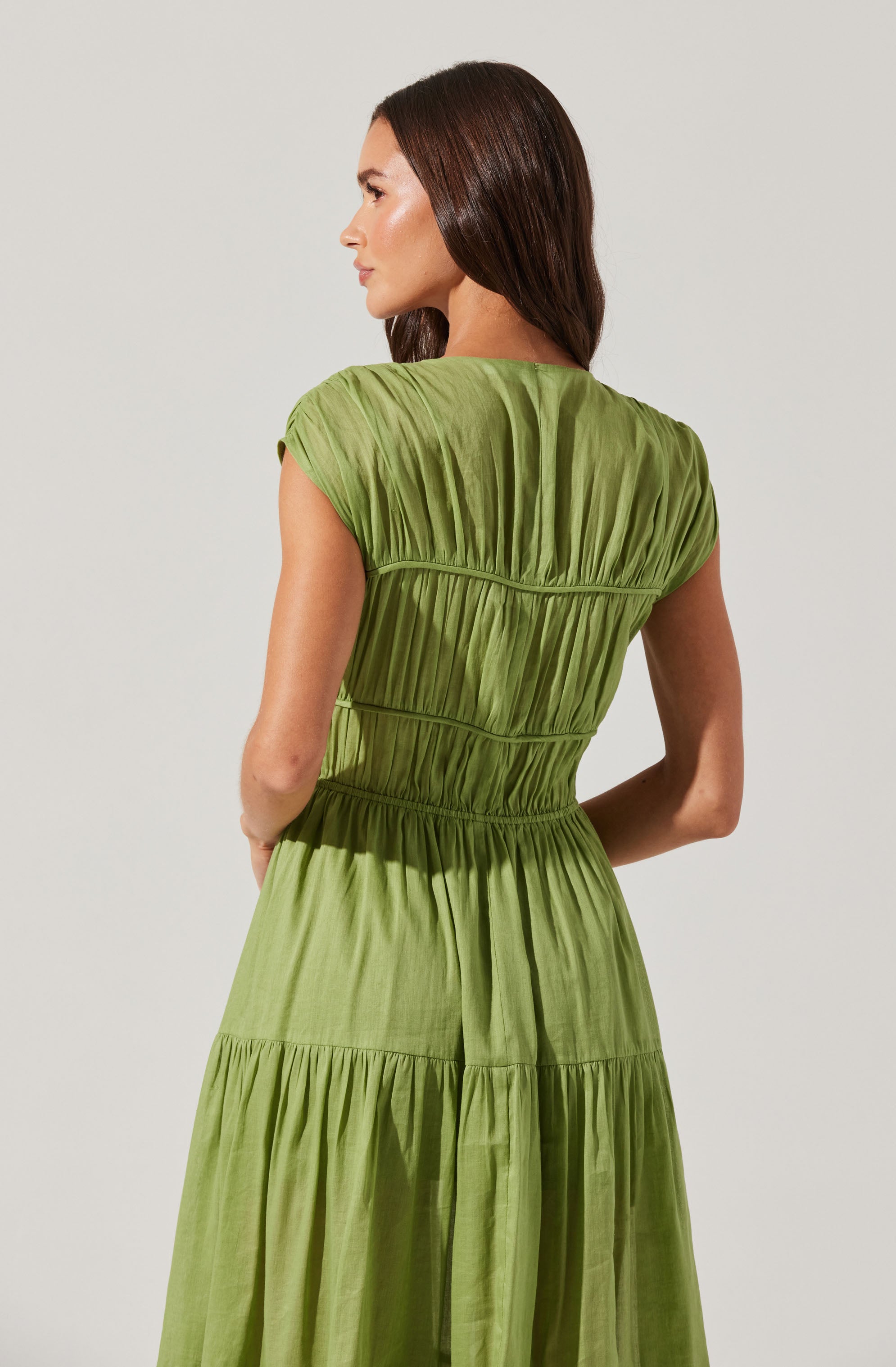 Alexandria Shirred Tiered Midi Dress