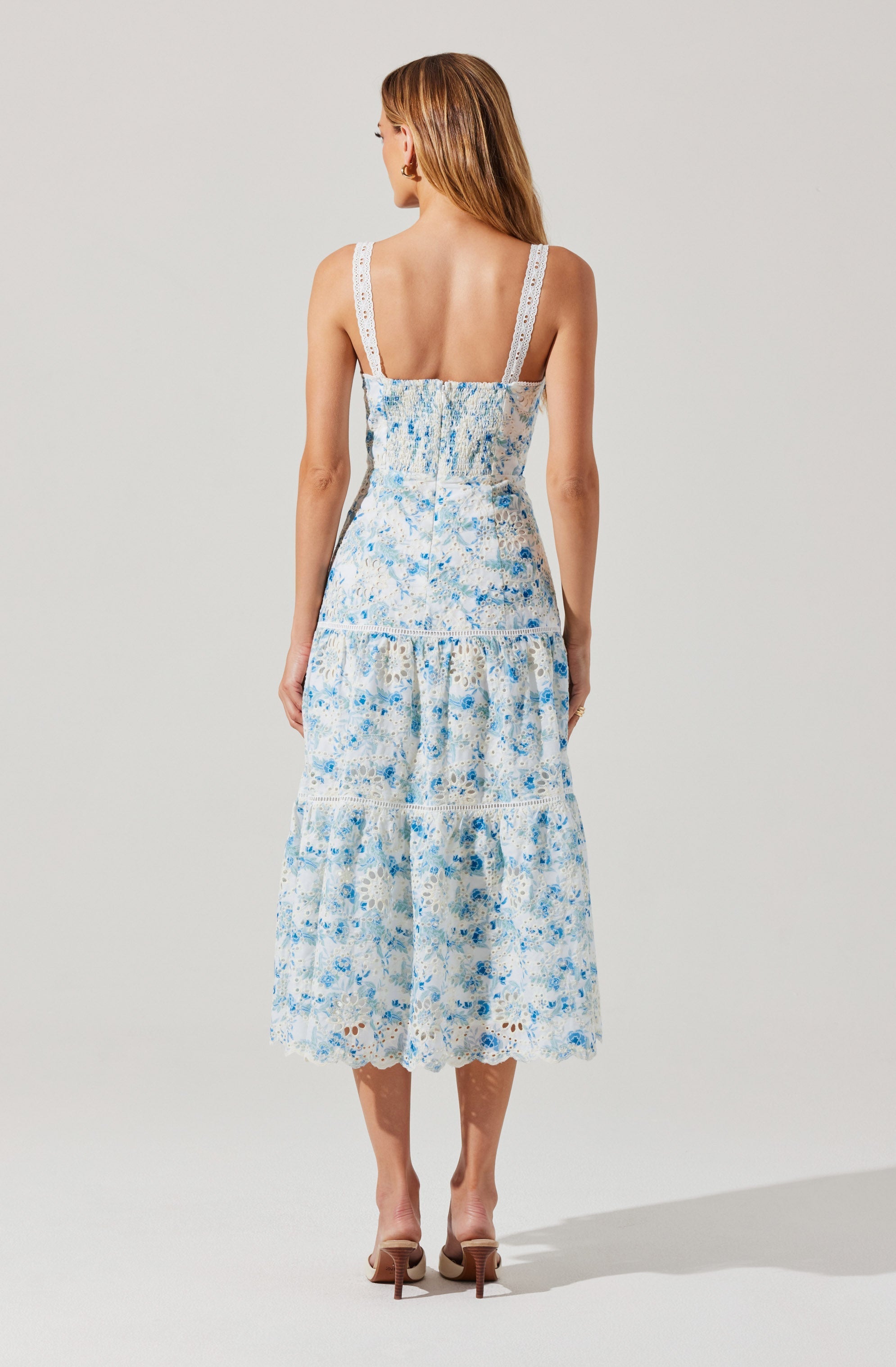 Pellagia Floral Eyelet Midi Dress