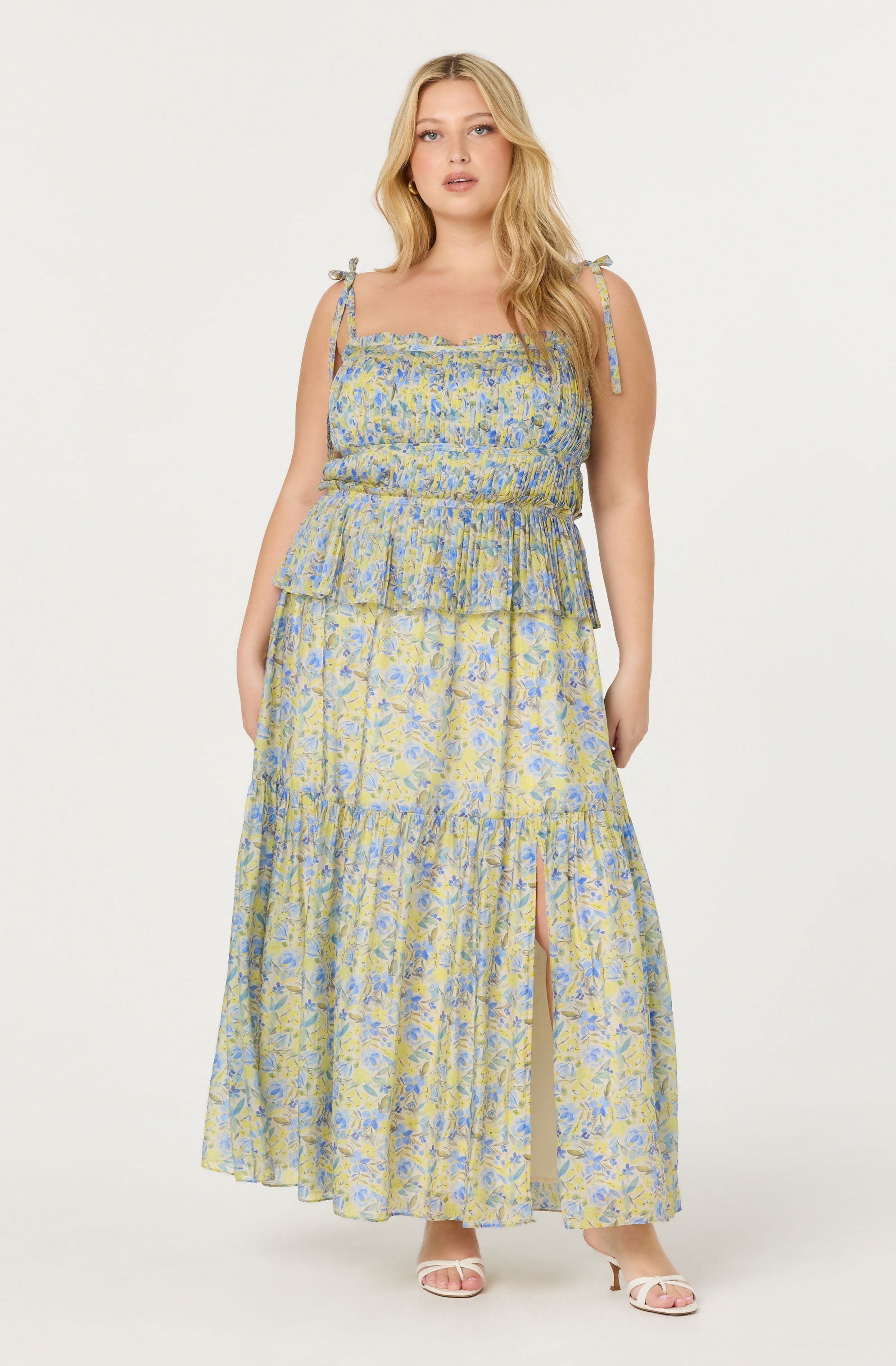 Ethelind Floral Pleated Maxi Dress