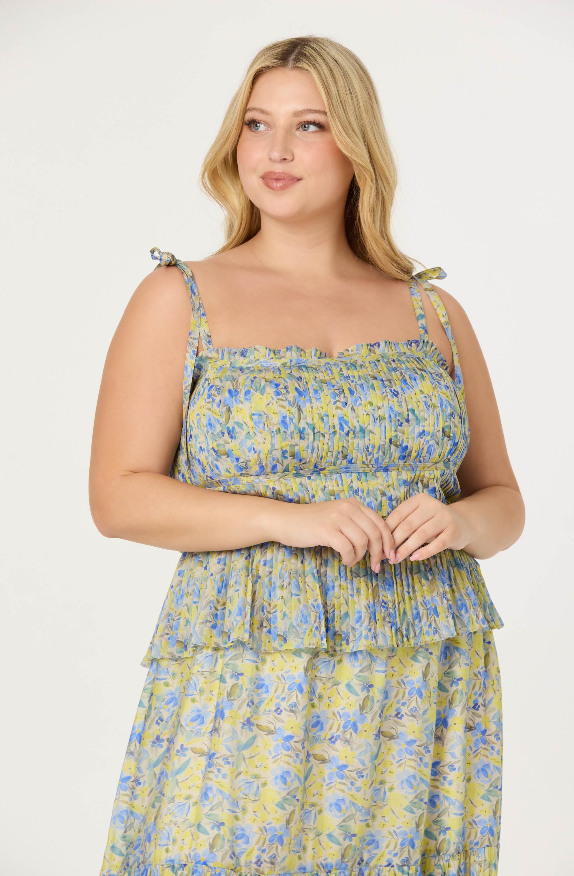 Ethelind Floral Pleated Maxi Dress