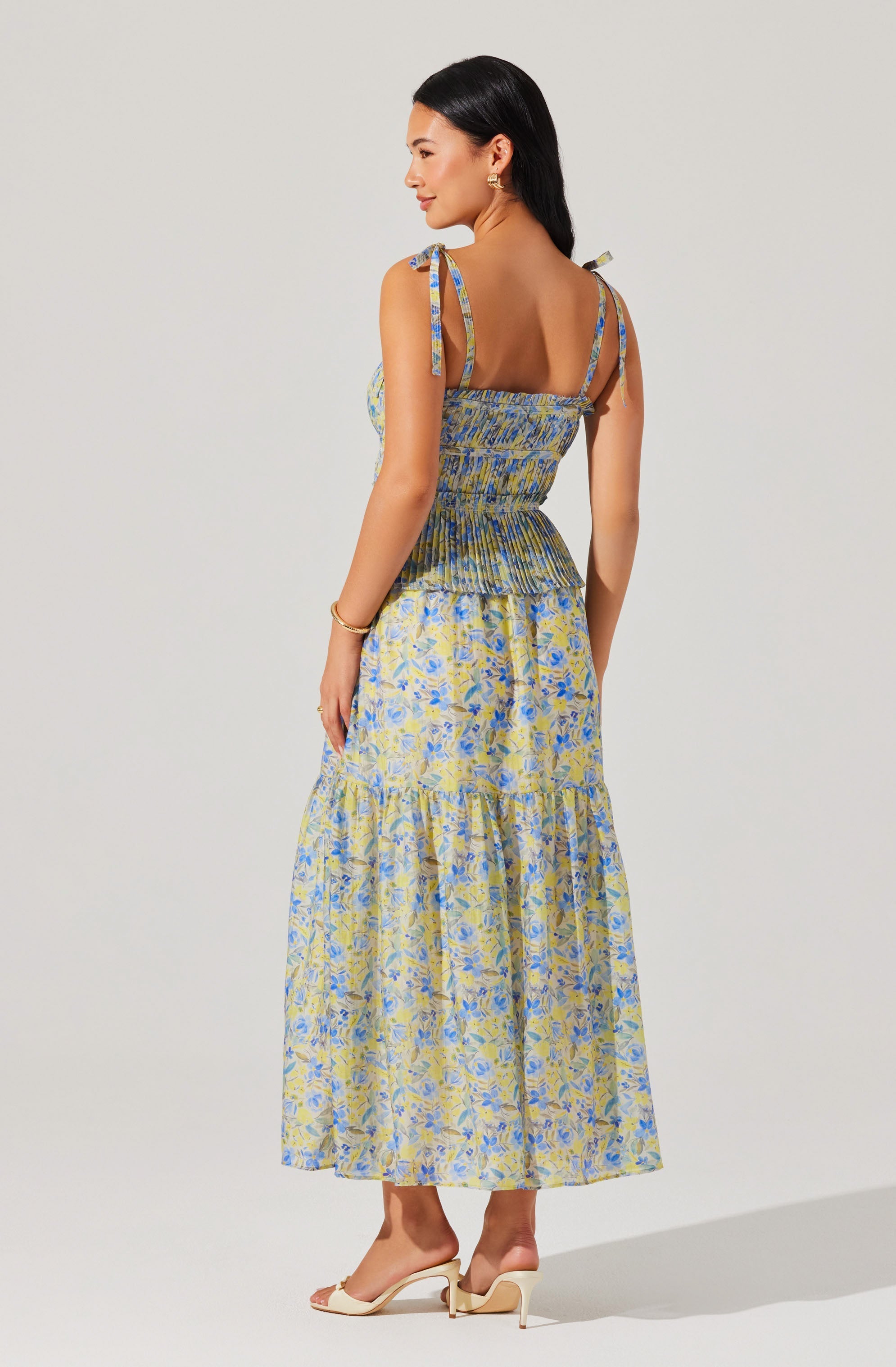 Ethelind Floral Pleated Maxi Dress