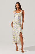 Rosalina Satin Floral Midi Dress