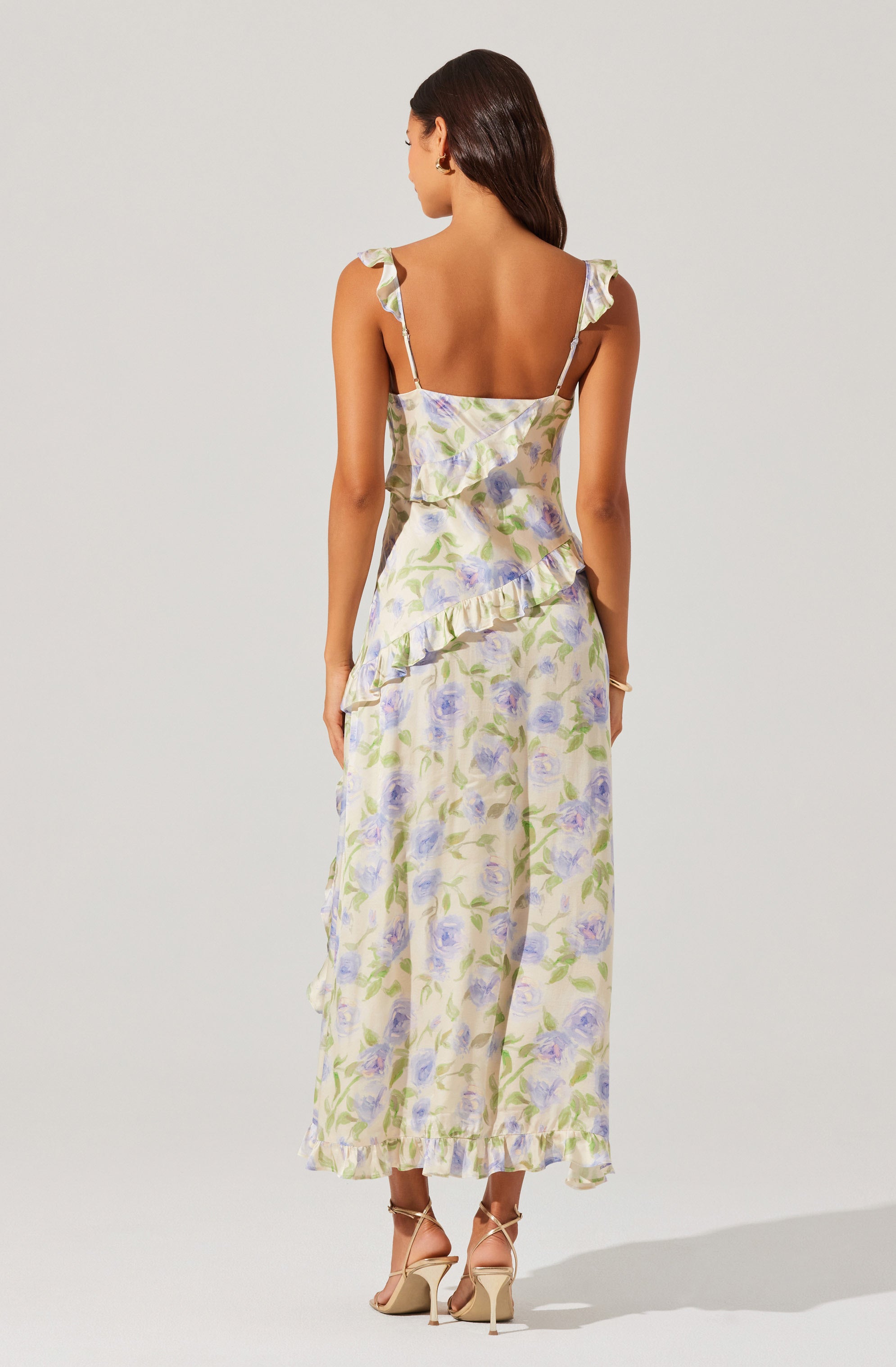 Rosalina Satin Floral Midi Dress