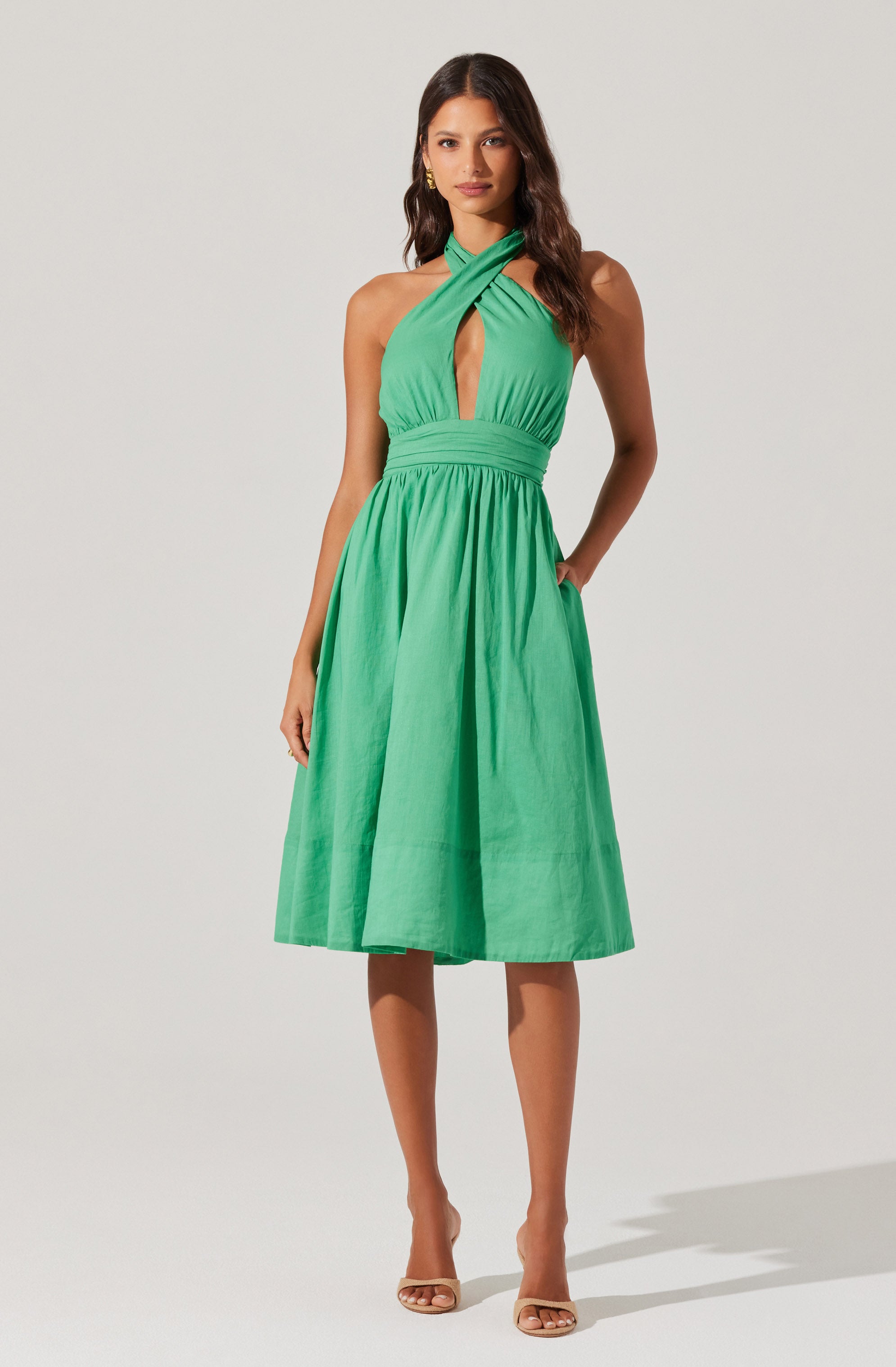 Kalia Crossover Halter Mini Dress