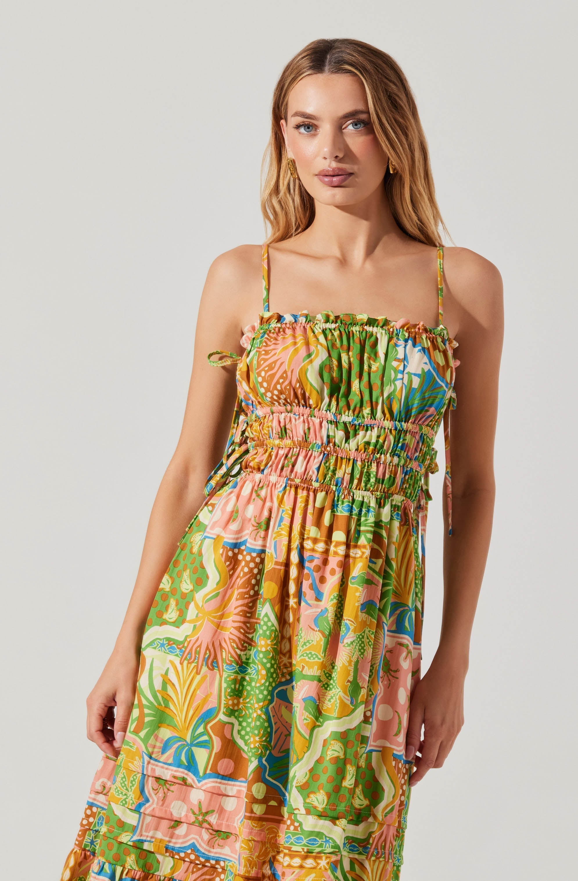 Elisabeth Printed Shirred Midi Dress
