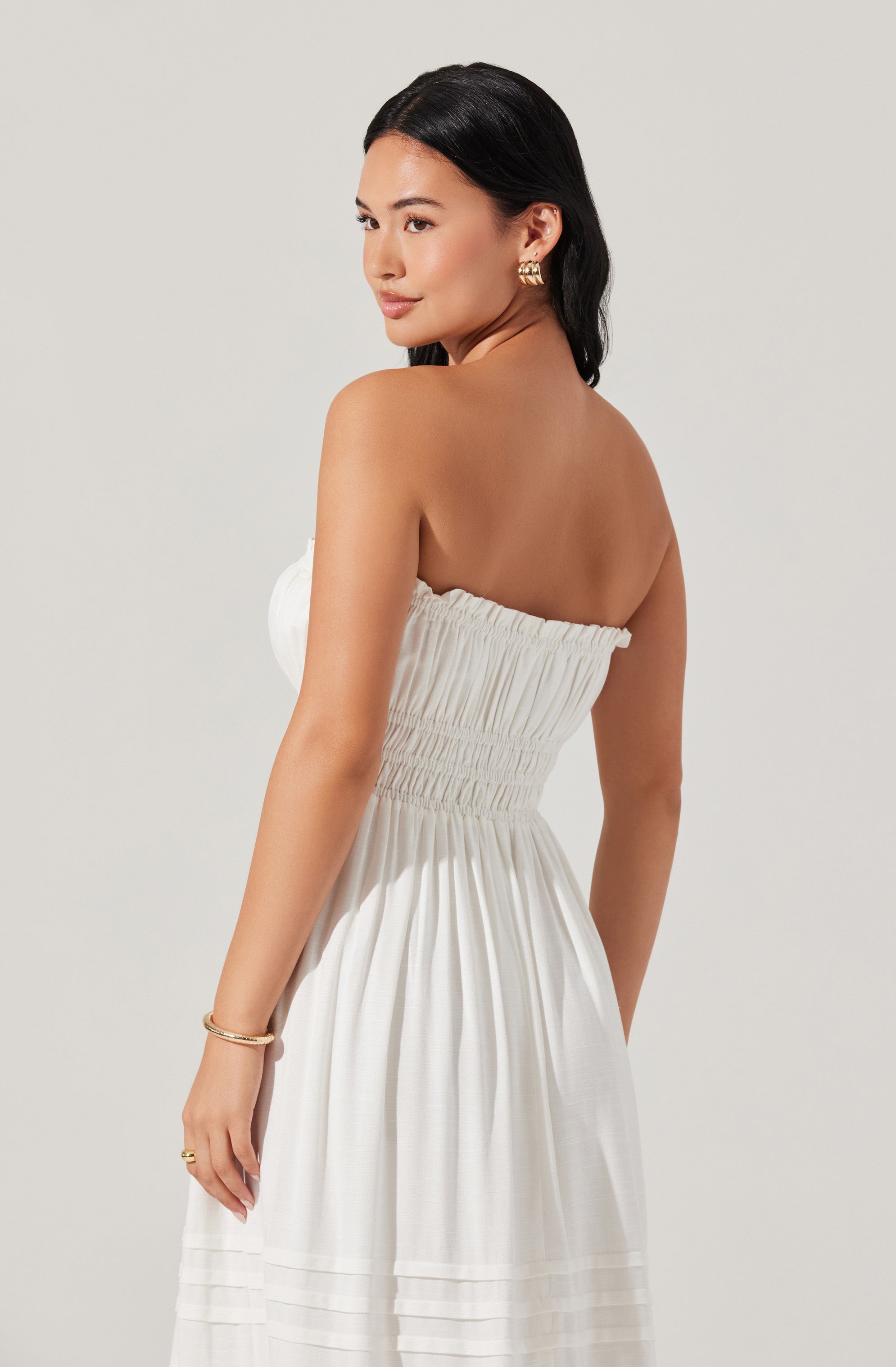 Aubrie Strapless Smocked Midi Dress