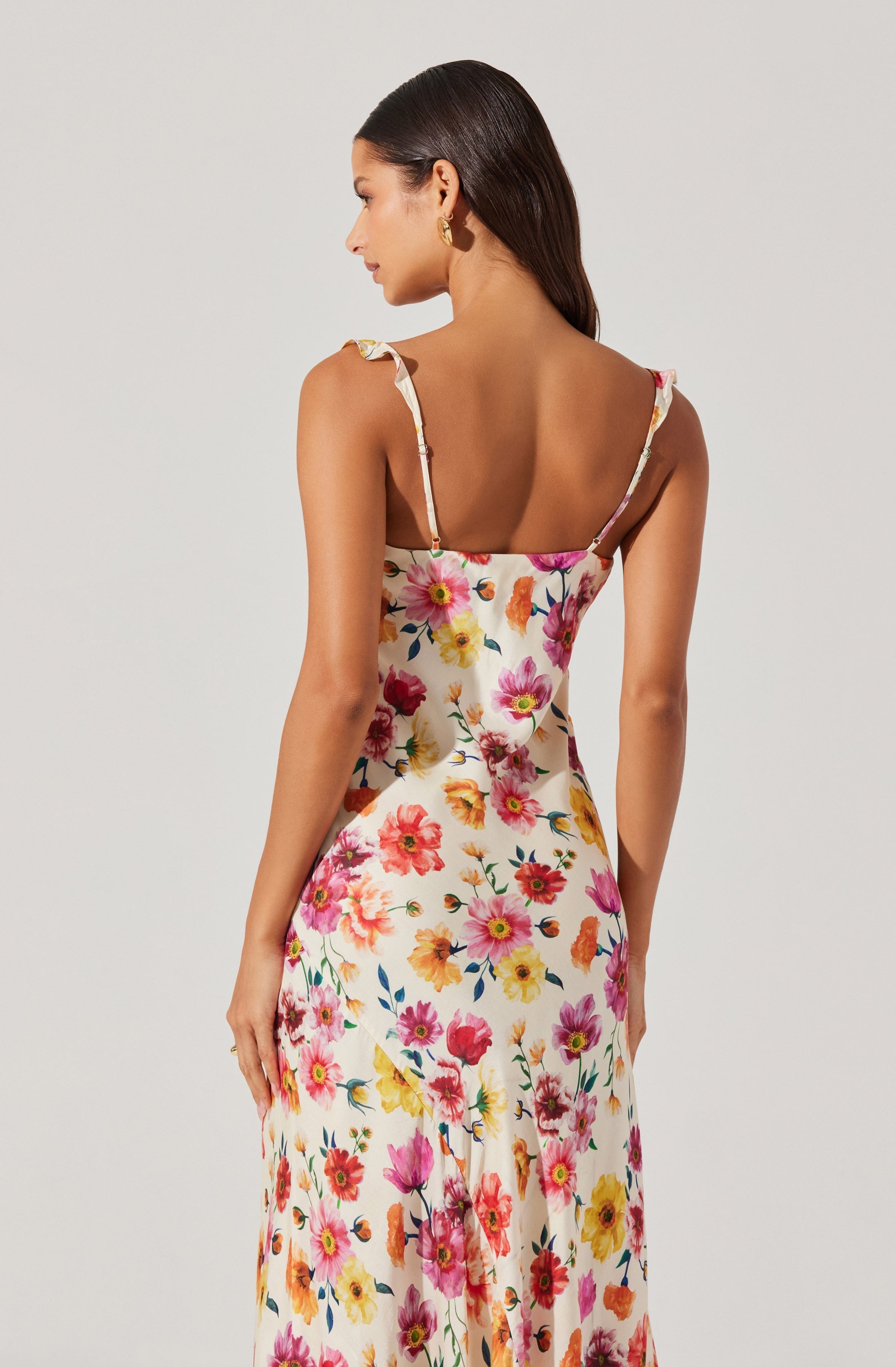 Zoie Floral Satin Ruffle Dress