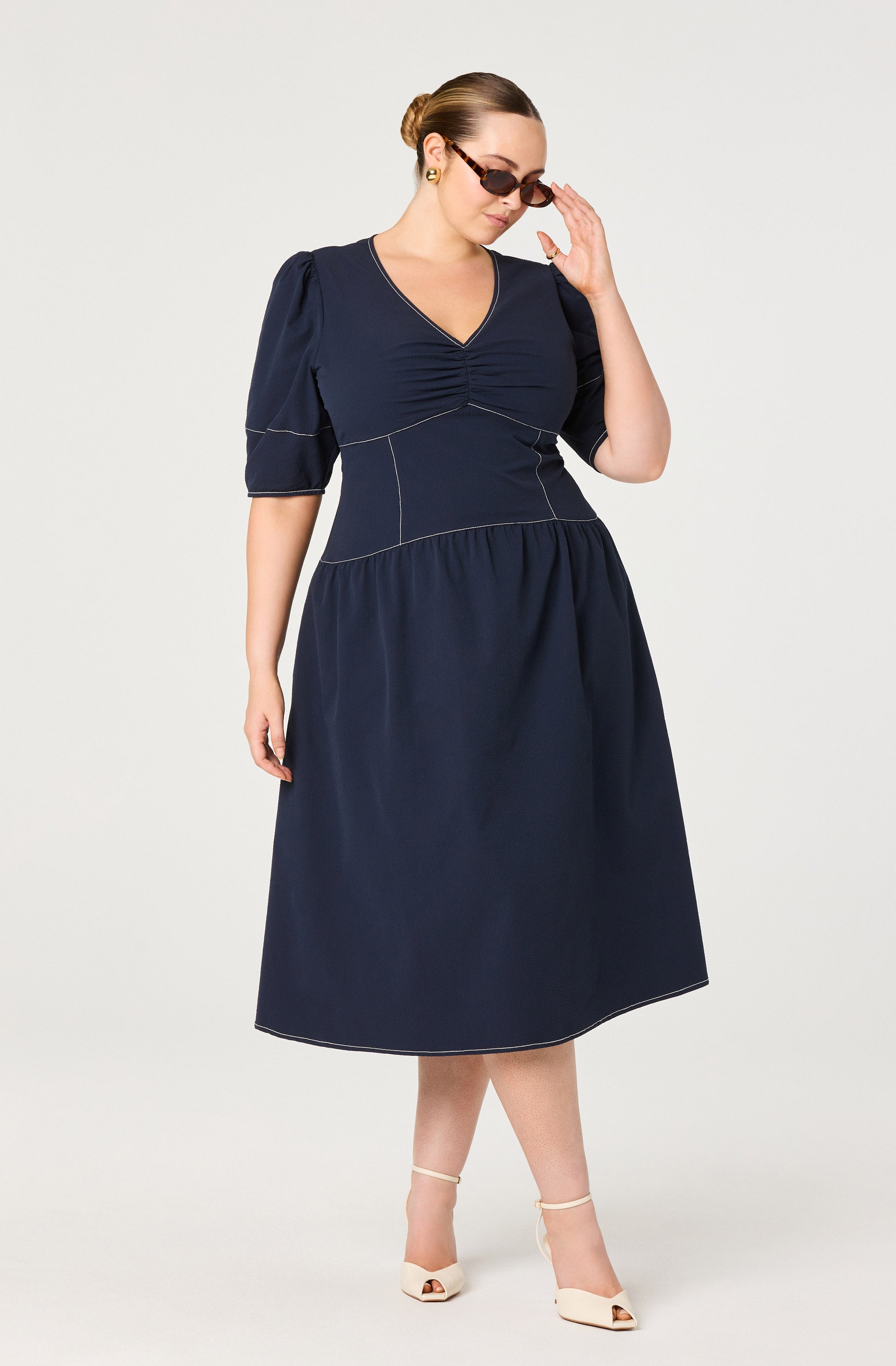 Samarra Contrast Stitch Midi Dress