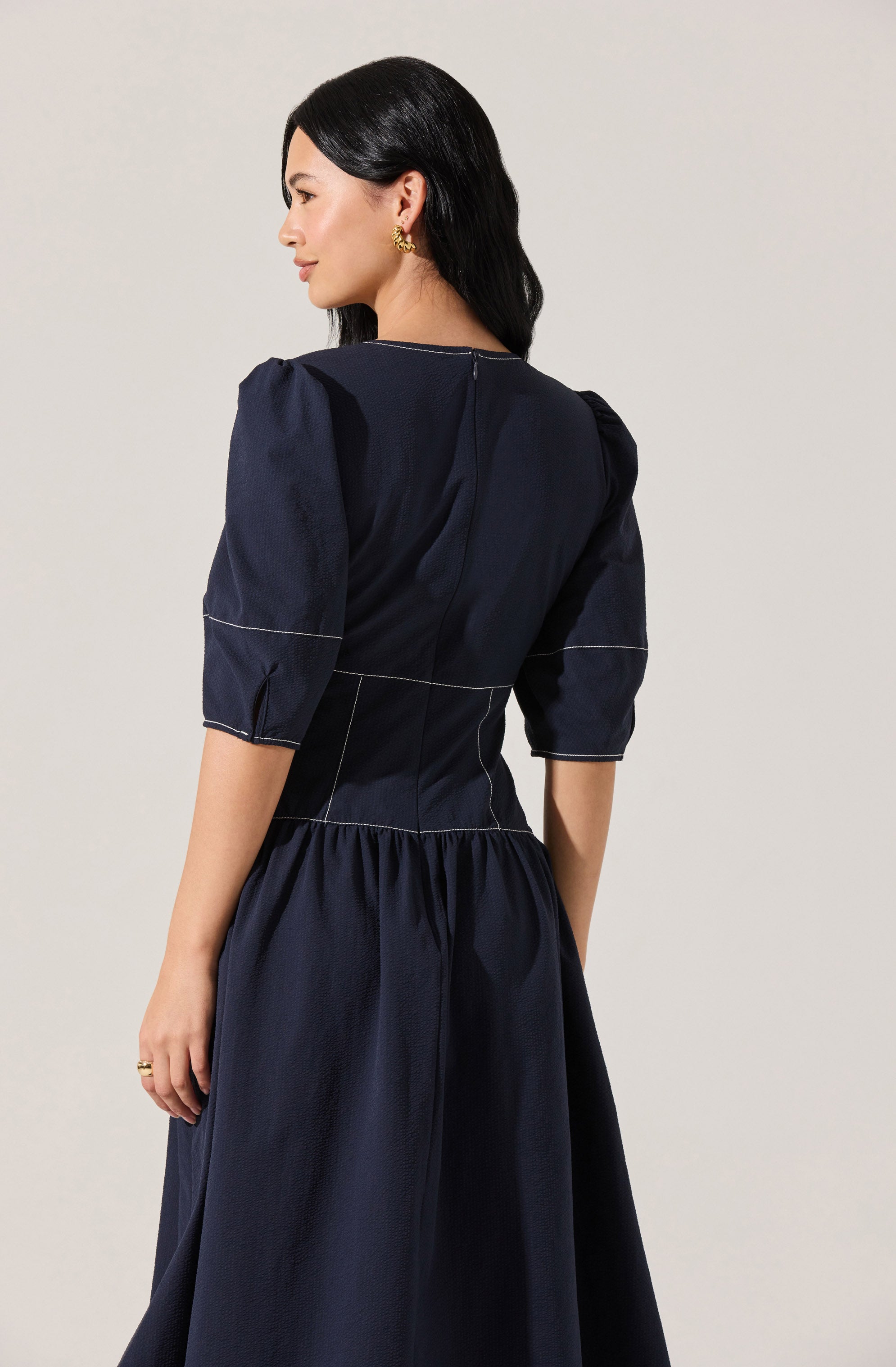 Samarra Contrast Stitch Midi Dress