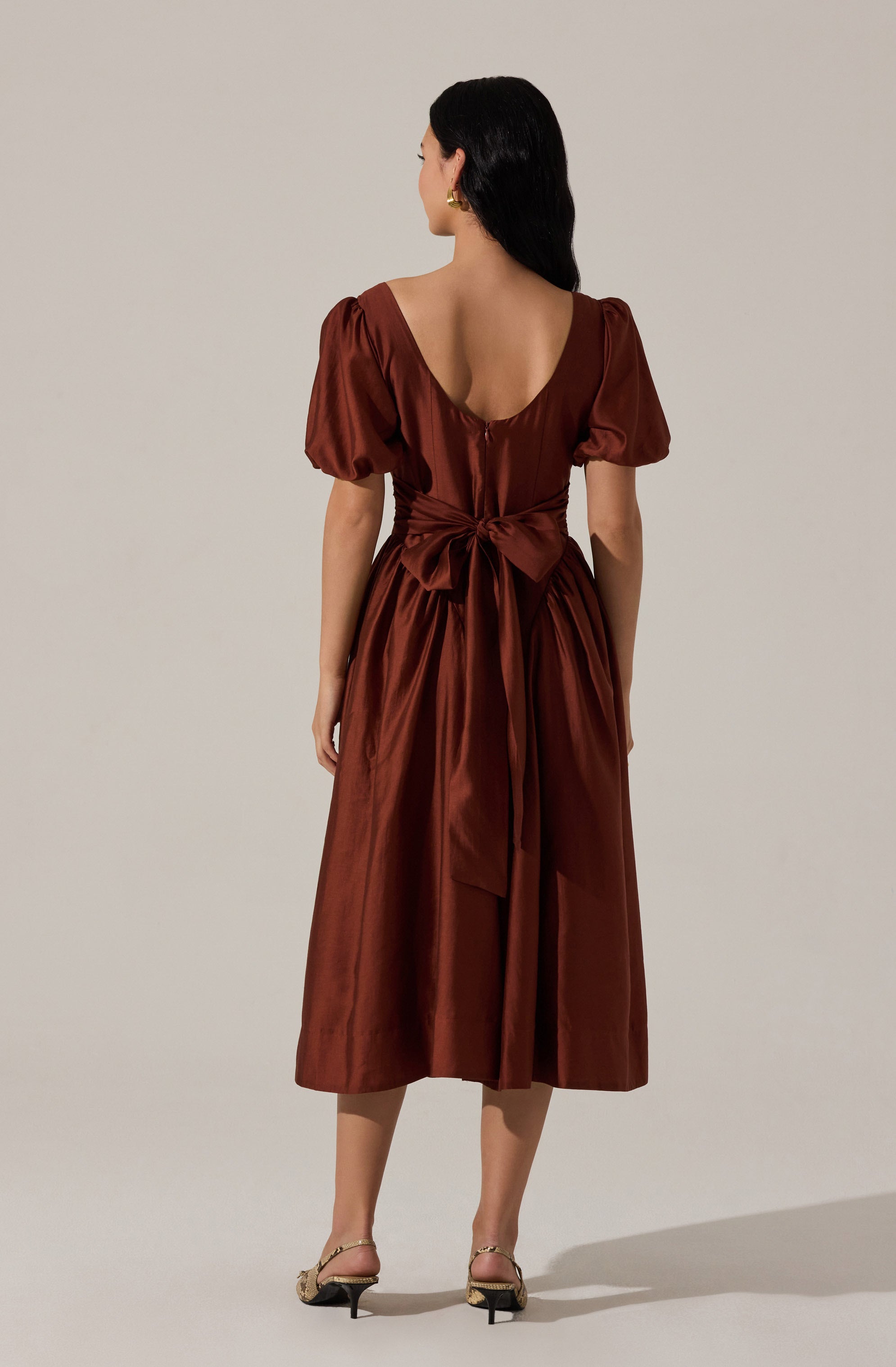 Keairra Puff Sleeve Midi Dress