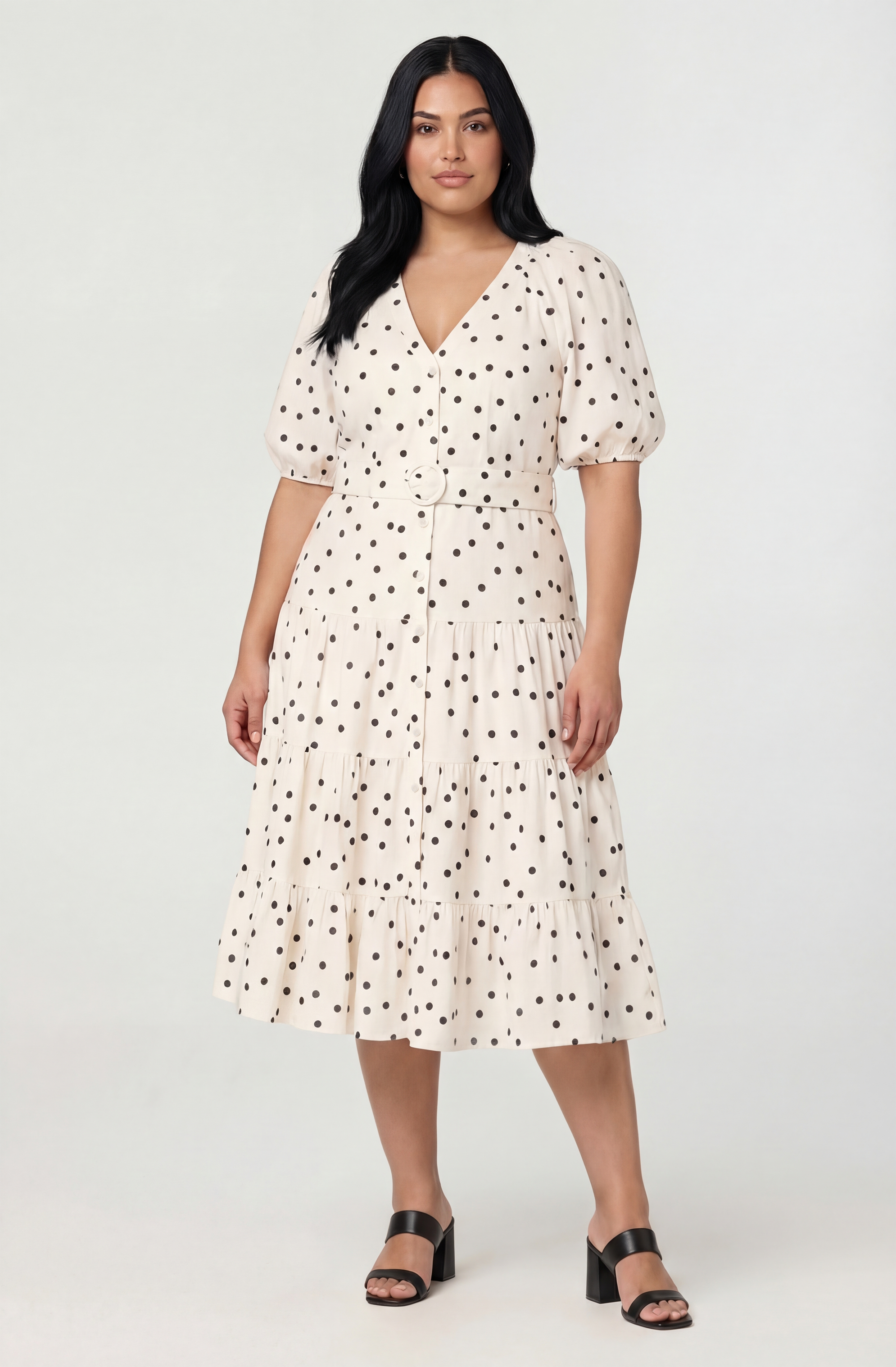 Minnie Belted Polka Dot Midi Dress
