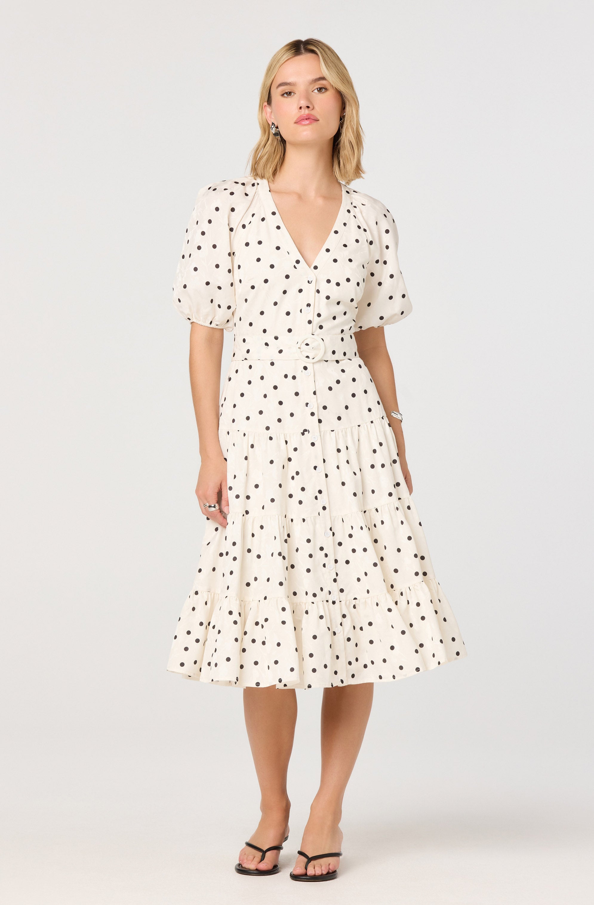Minnie Belted Polka Dot Midi Dress