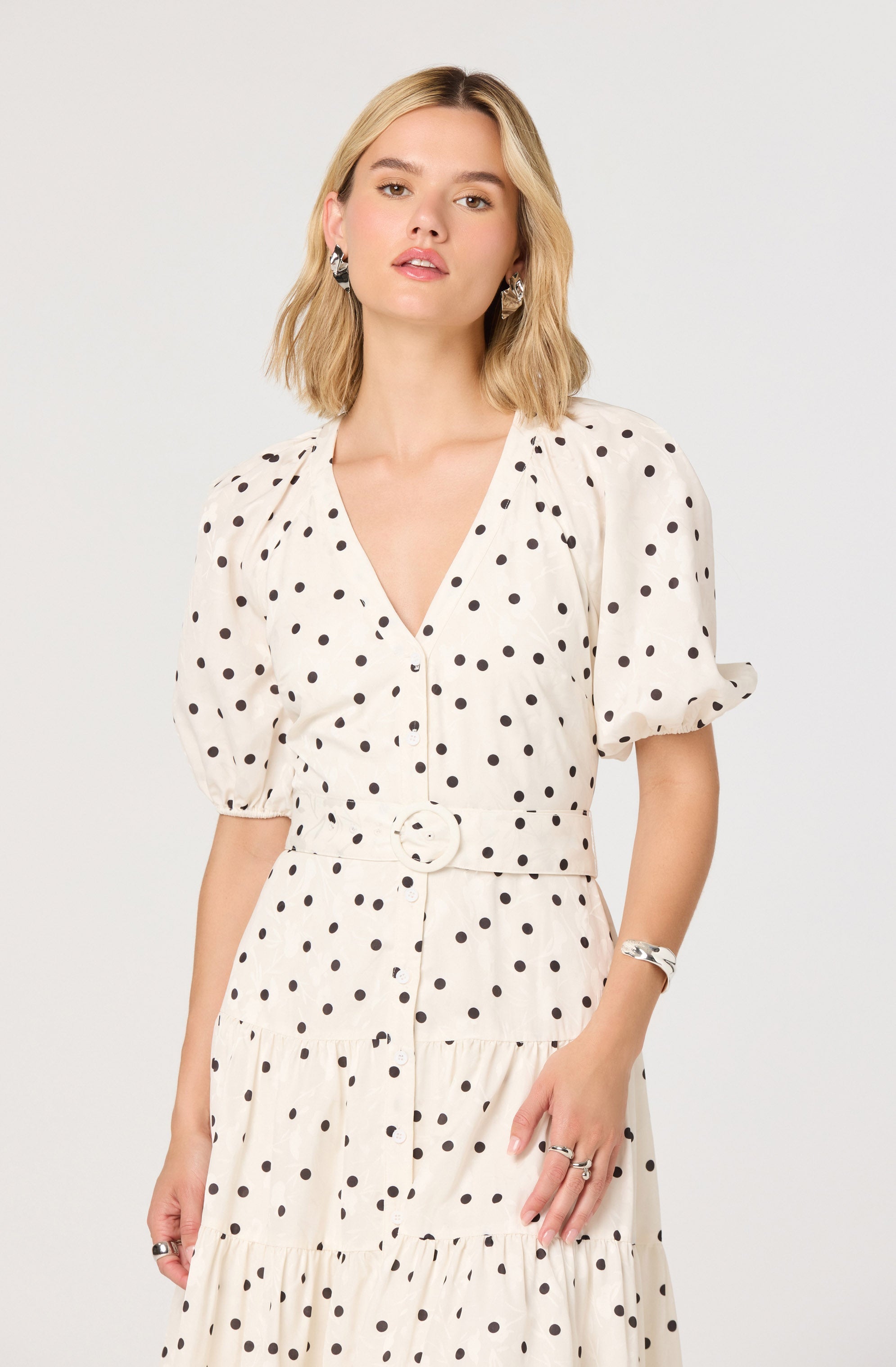 Minnie Belted Polka Dot Midi Dress